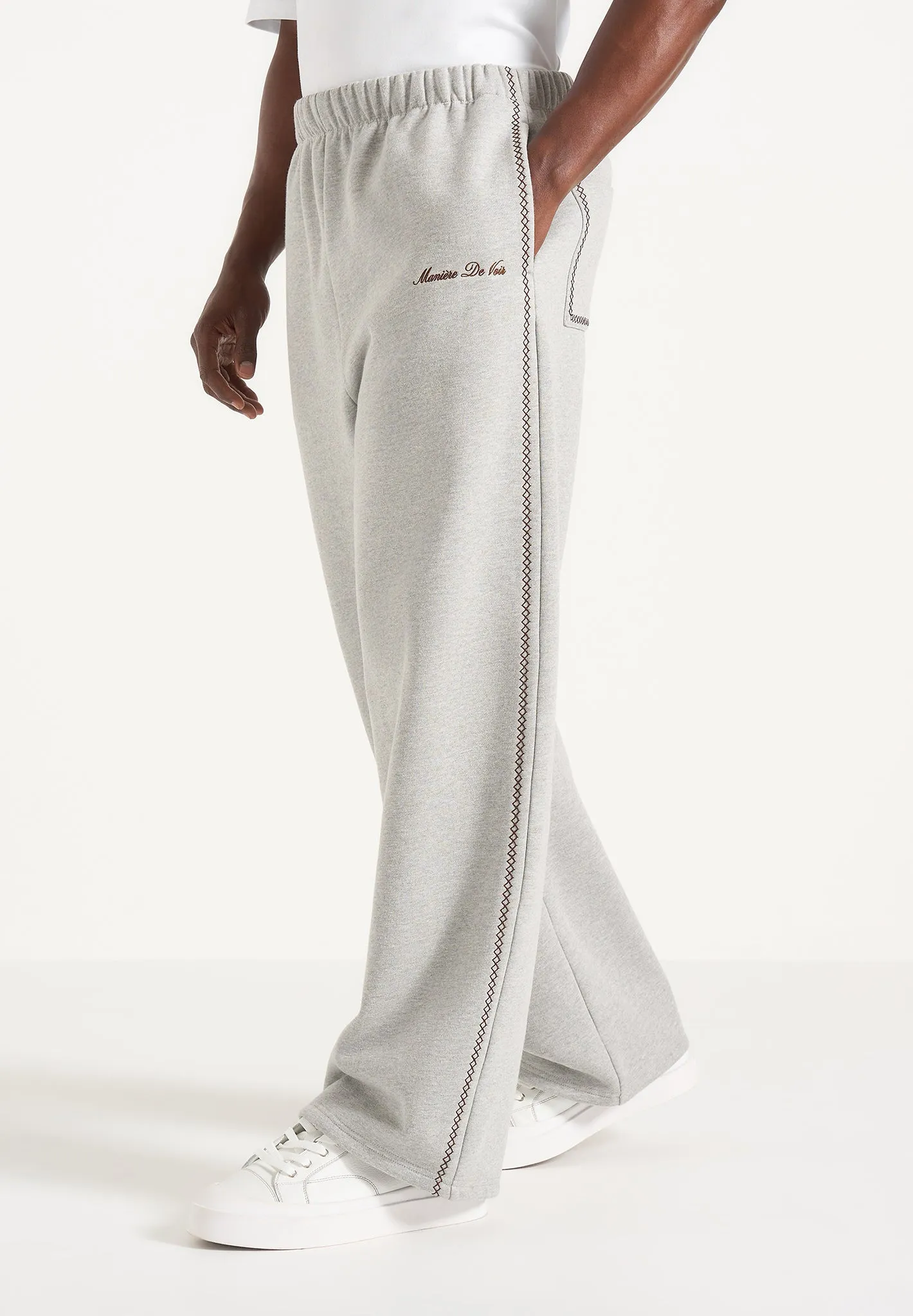 Morgan - Unisex Whipstitch Regular Joggers - Light Grey sold by Maniere De Voir product image thumbnail 2