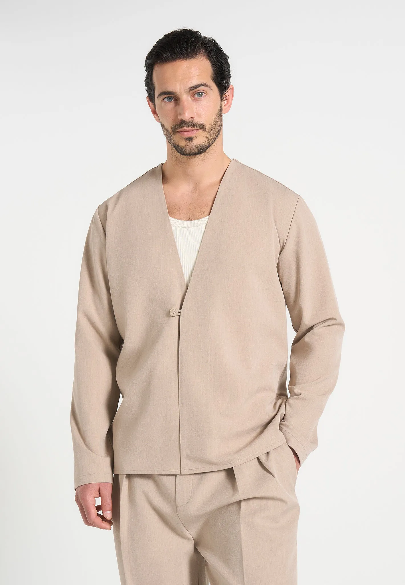 Axel - Minimal Kimono Blazer - Beige sold by Maniere De Voir product image thumbnail 2