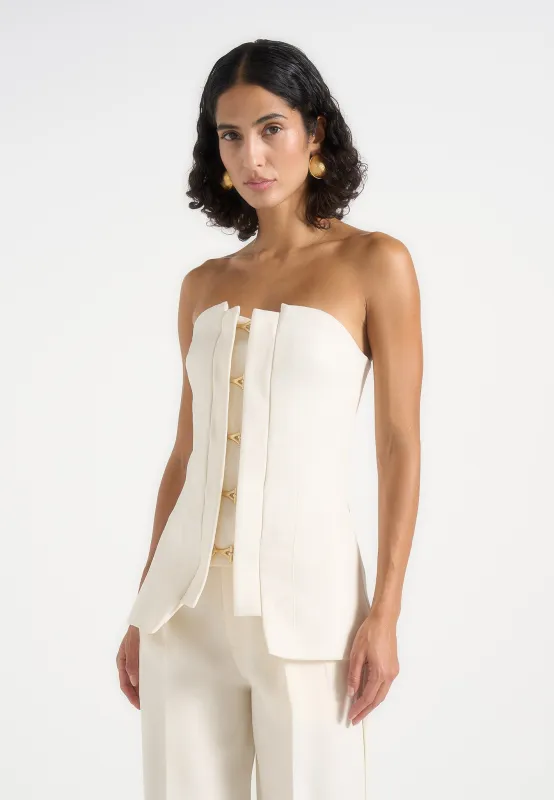 Viviane - Clasp Detail Bandeau Top - Off White made by Maniere De Voir
