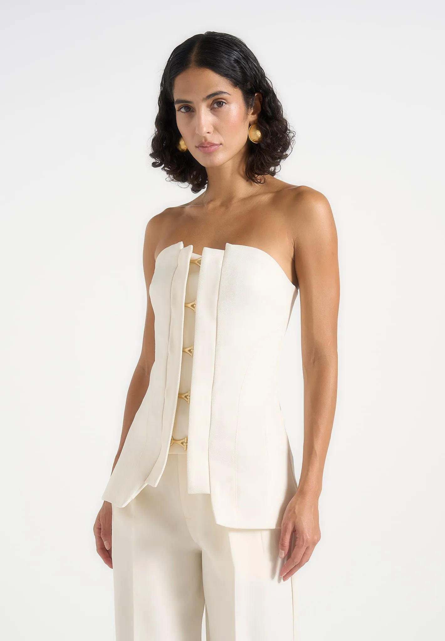 Viviane - Clasp Detail Bandeau Top - Off White sold by Maniere De Voir
