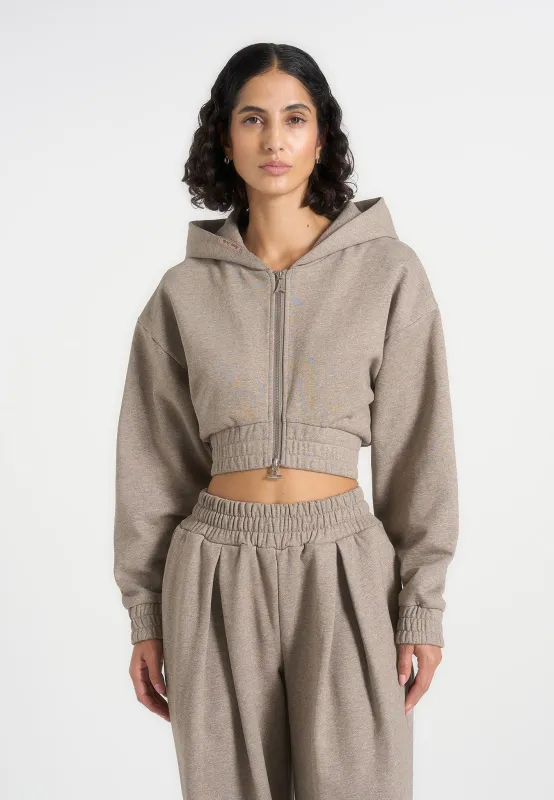 Josiane - Relaxed Zip Through Hoodie - Taupe made by Maniere De Voir