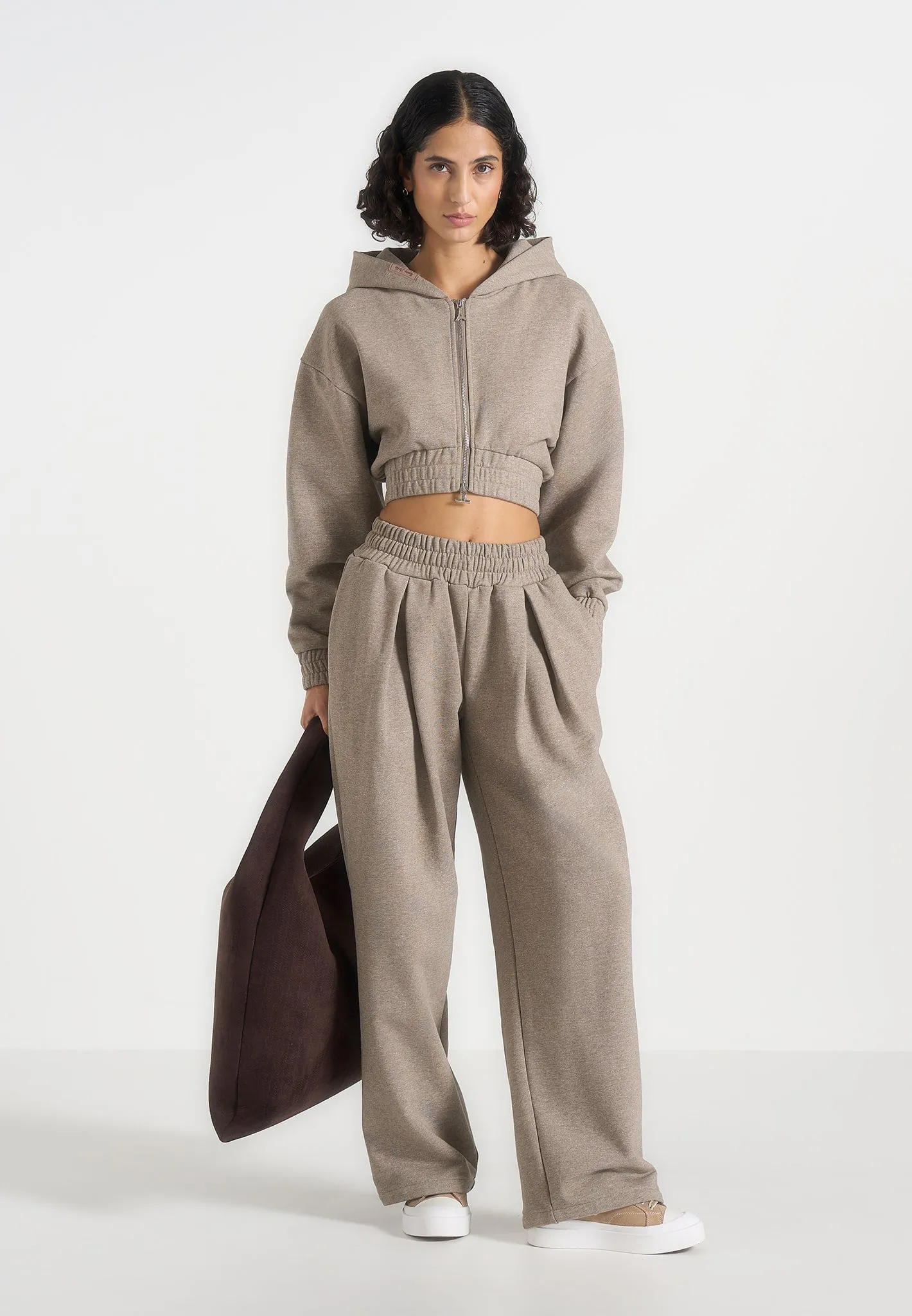 Josiane - Relaxed Zip Through Hoodie - Taupe sold by Maniere De Voir product image thumbnail 2
