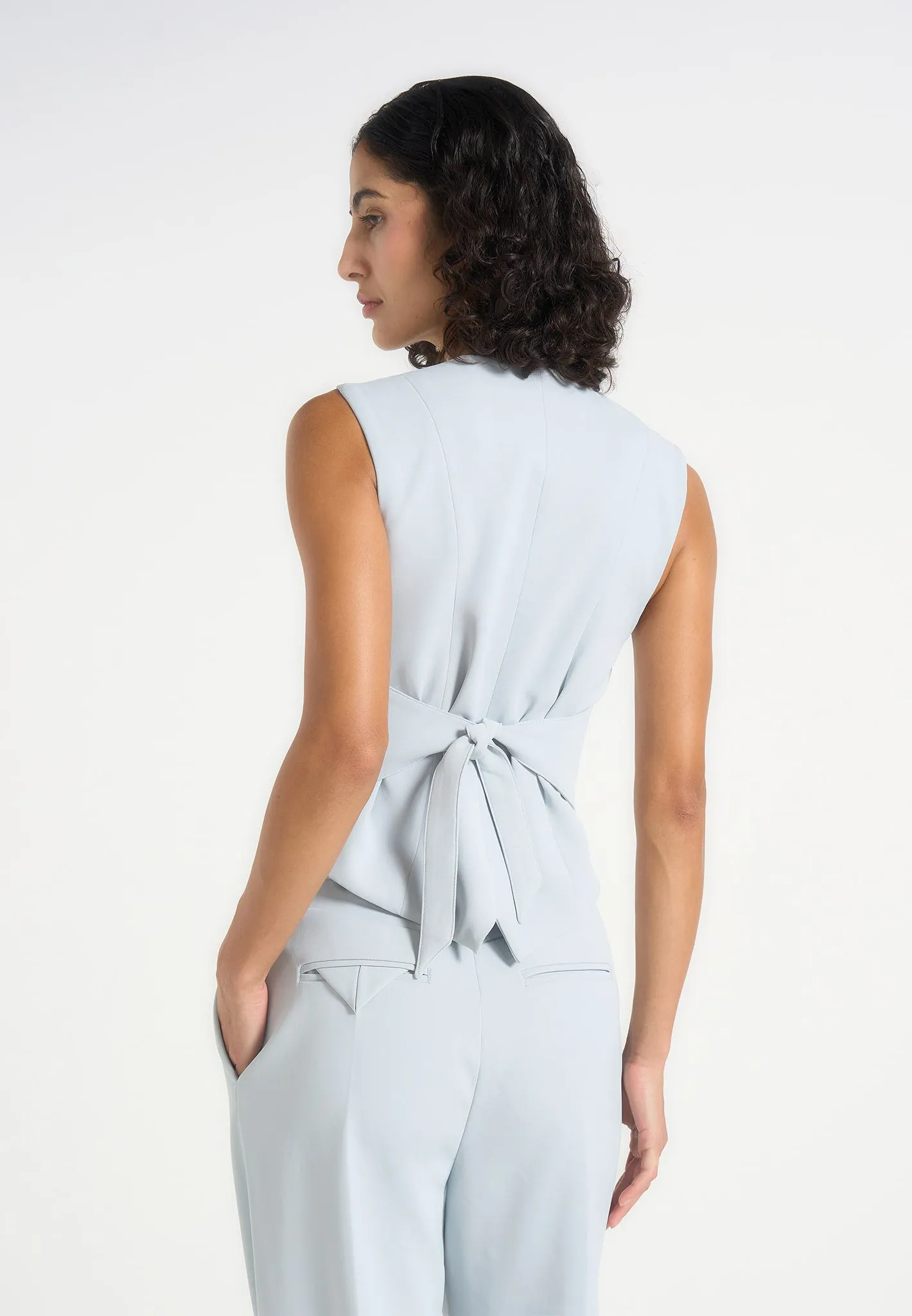 Christine - Tailored Cinched Waistcoat - Pale Blue sold by Maniere De Voir product image thumbnail 2