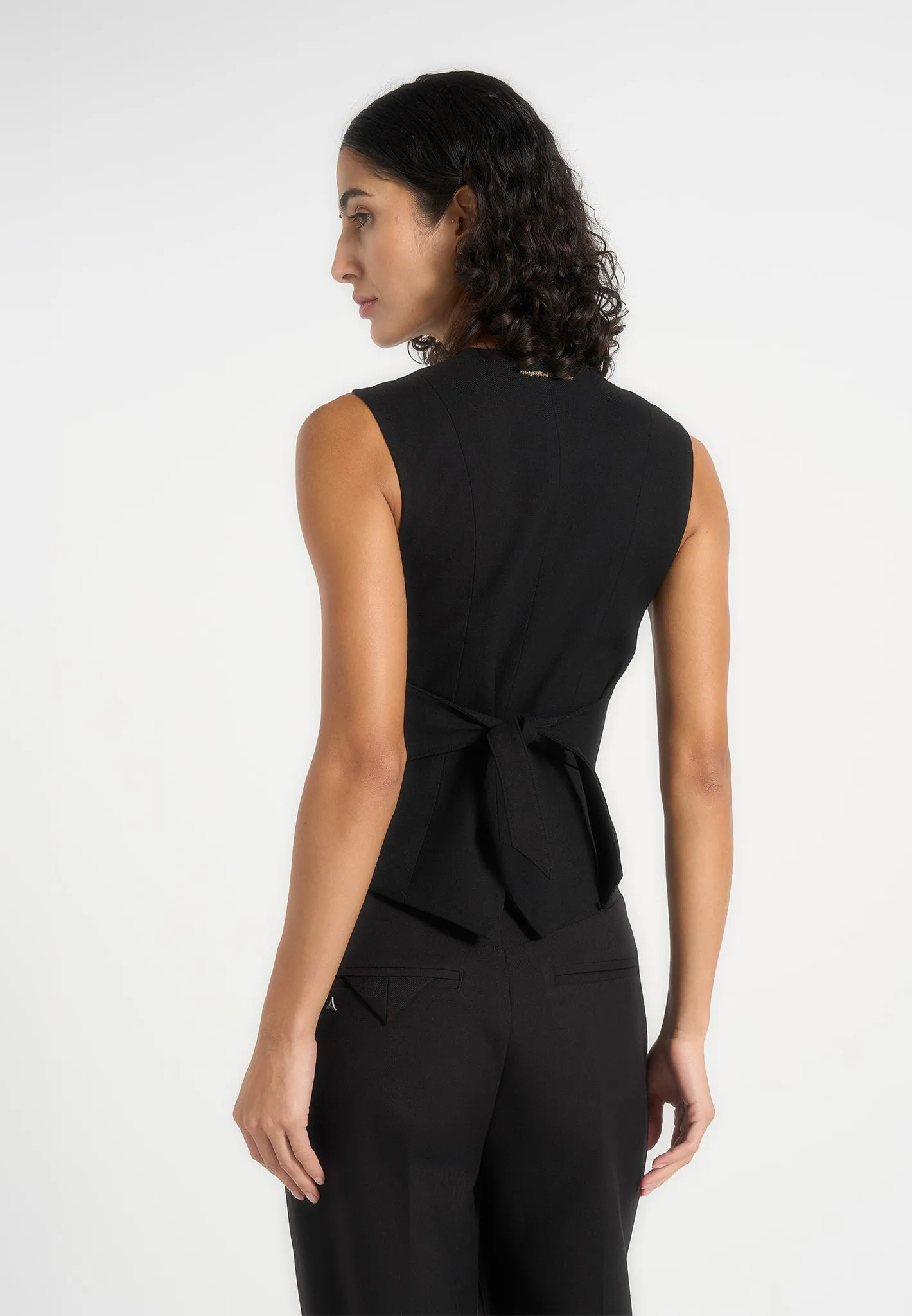 Christine - Tailored Cinched Waistcoat - Black sold by Maniere De Voir product image thumbnail 4