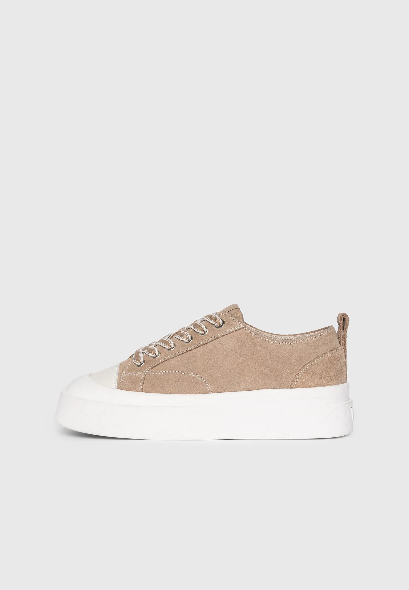 Vienna - Suede Contrast Stitch Sneaker - Beige sold by Maniere De Voir