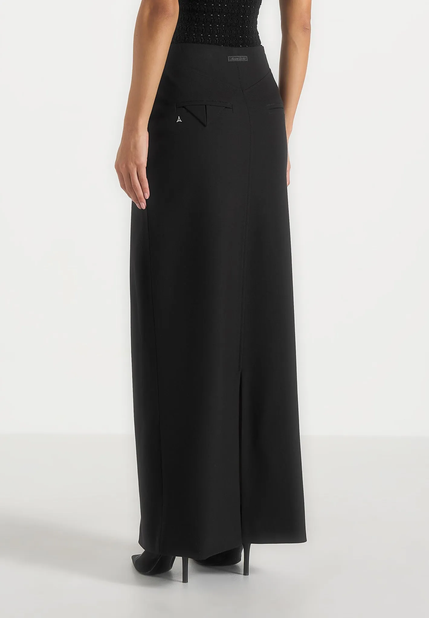 Regine - Tailored Box Pleat Maxi Skirt - Black sold by Maniere De Voir product image thumbnail 4