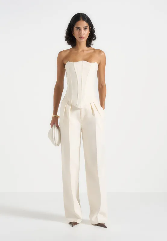 Scarlett - Tailored Lace Up Corset - Off White made by Maniere De Voir
