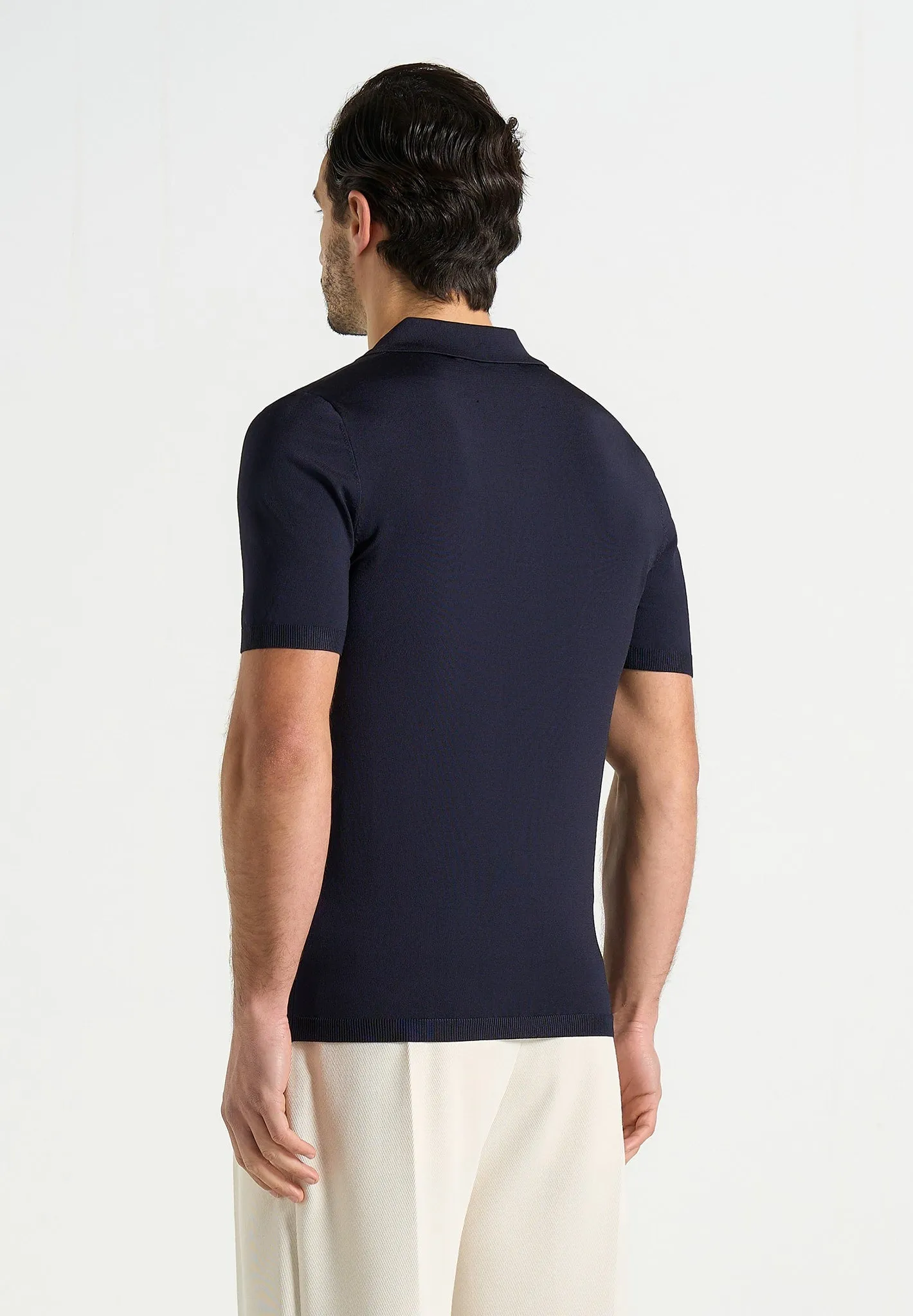 PL001 - Luxe Knitted Polo Top - Navy sold by Maniere De Voir product image thumbnail 4