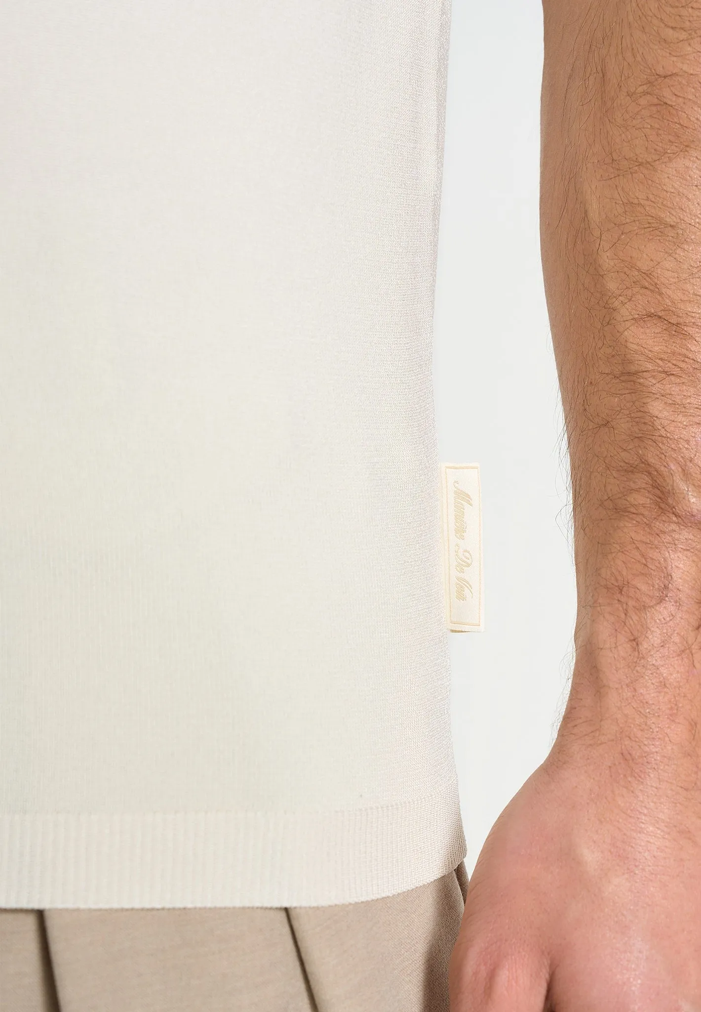 PL001 - Luxe Knitted Polo Top - Cream sold by Maniere De Voir product image thumbnail 3