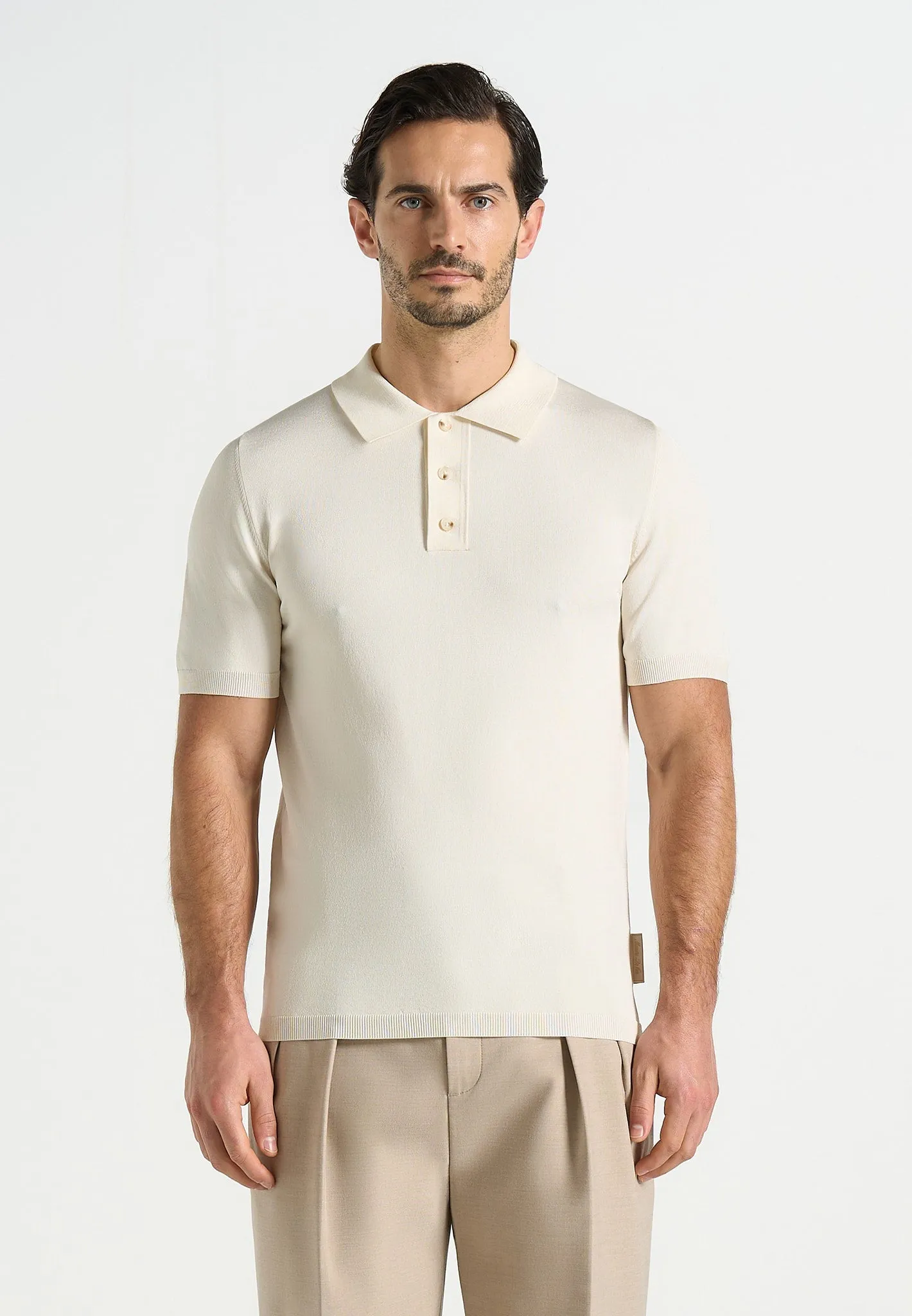 PL001 - Luxe Knitted Polo Top - Cream sold by Maniere De Voir product image thumbnail 2