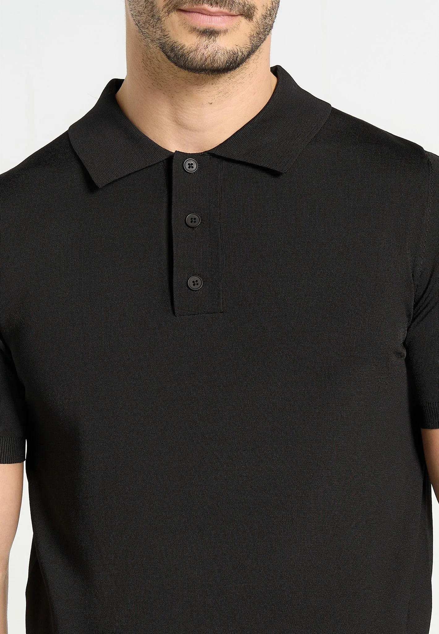 PL001 - Luxe Knitted Polo Top - Black sold by Maniere De Voir product image thumbnail 3