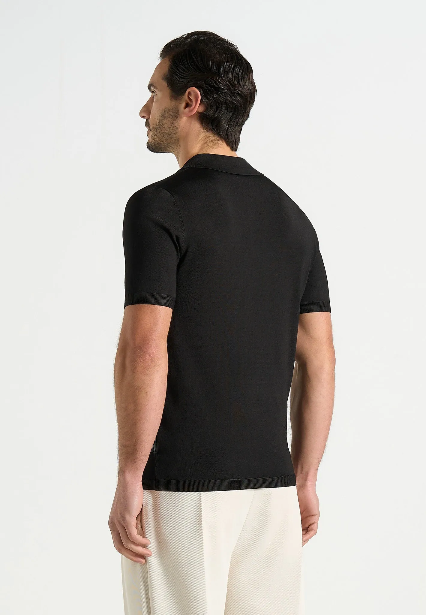 PL001 - Luxe Knitted Polo Top - Black sold by Maniere De Voir product image thumbnail 5