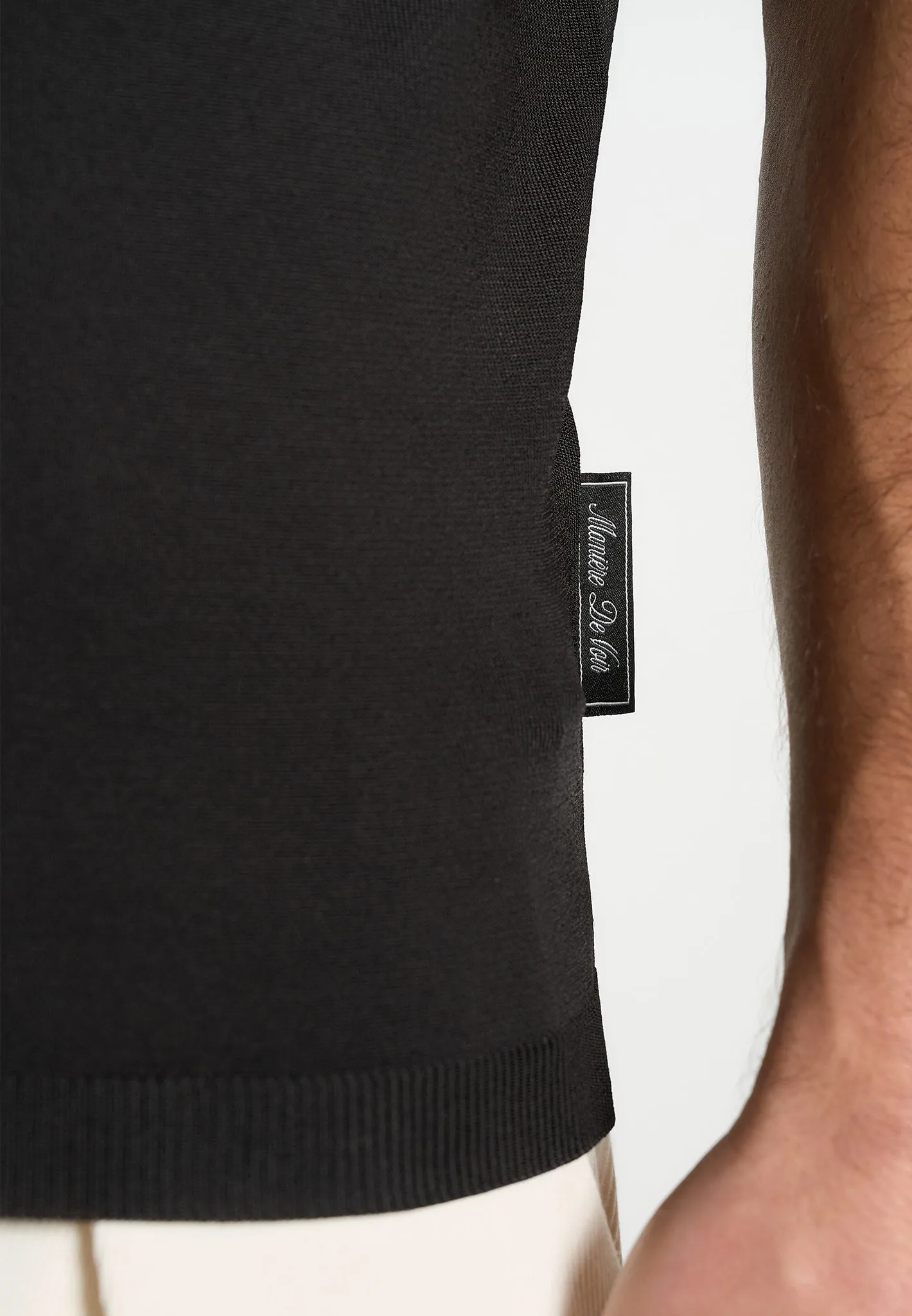 PL001 - Luxe Knitted Polo Top - Black sold by Maniere De Voir product image thumbnail 4