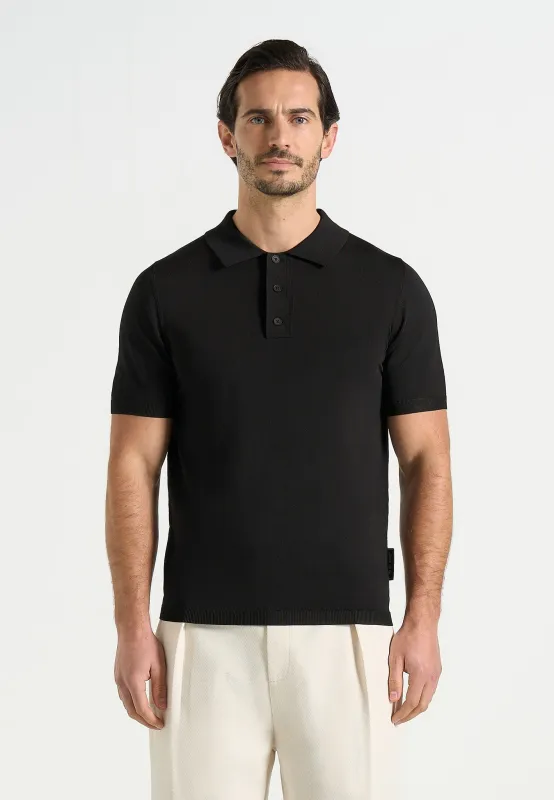 PL001 - Luxe Knitted Polo Top - Black made by Maniere De Voir