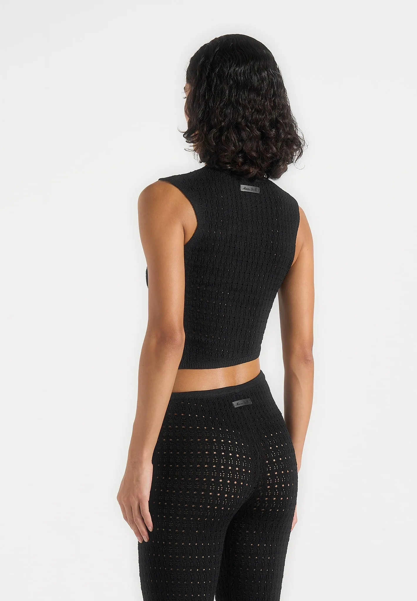 Kelsey - Pointelle Asymmetric Top - Black sold by Maniere De Voir product image thumbnail 4
