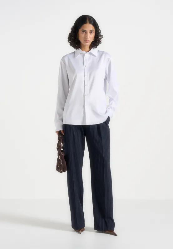 Carter - Unisex Oversized Satin Shirt - White made by Maniere De Voir