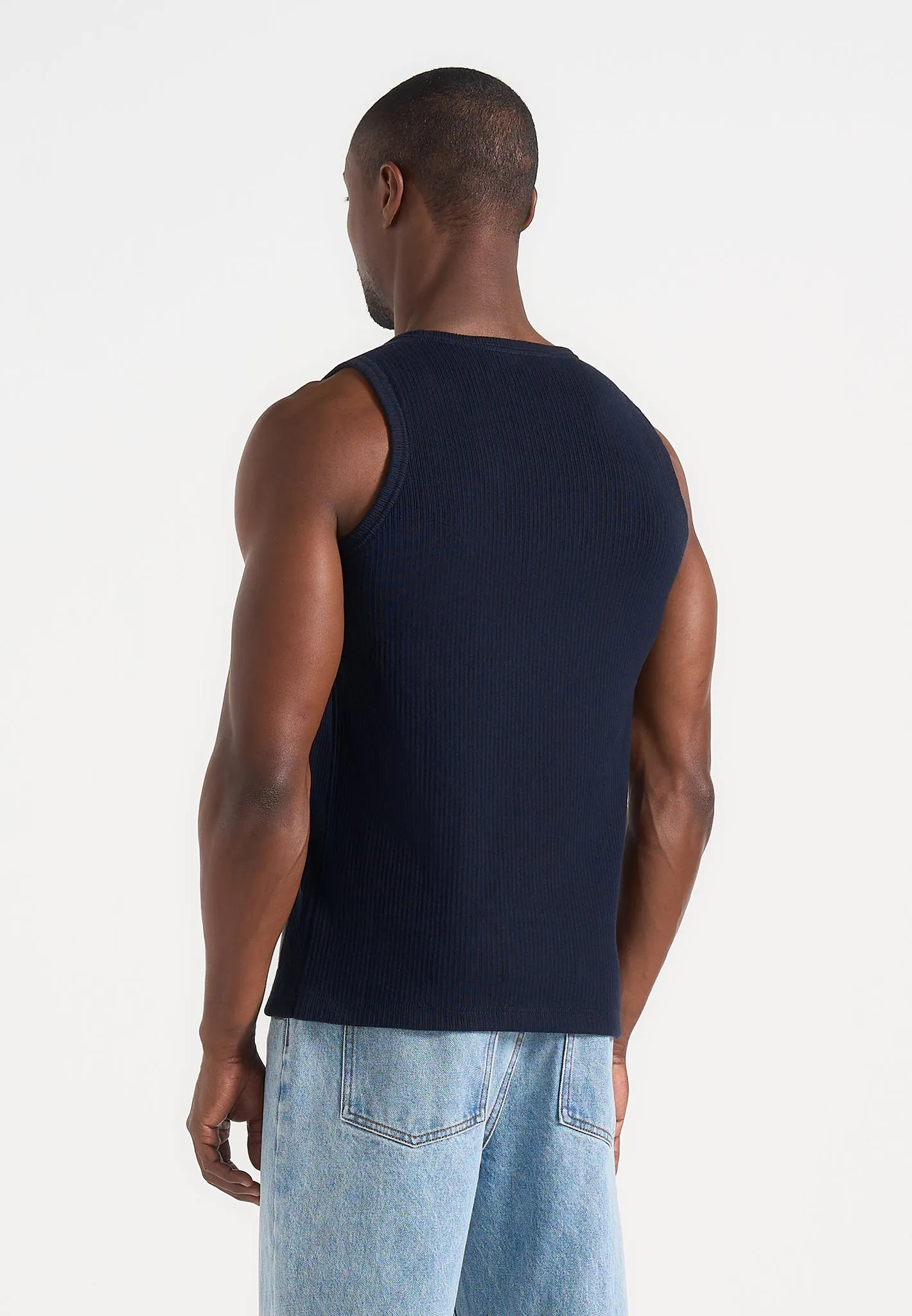 VS001 - Ribbed Cotton Vest - Navy sold by Maniere De Voir product image thumbnail 4
