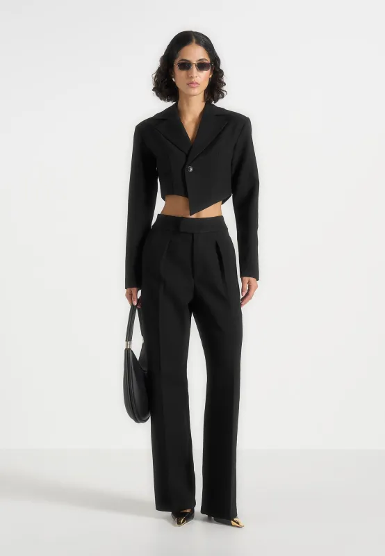 Dina - Asymmetric Cropped Blazer - Black made by Maniere De Voir
