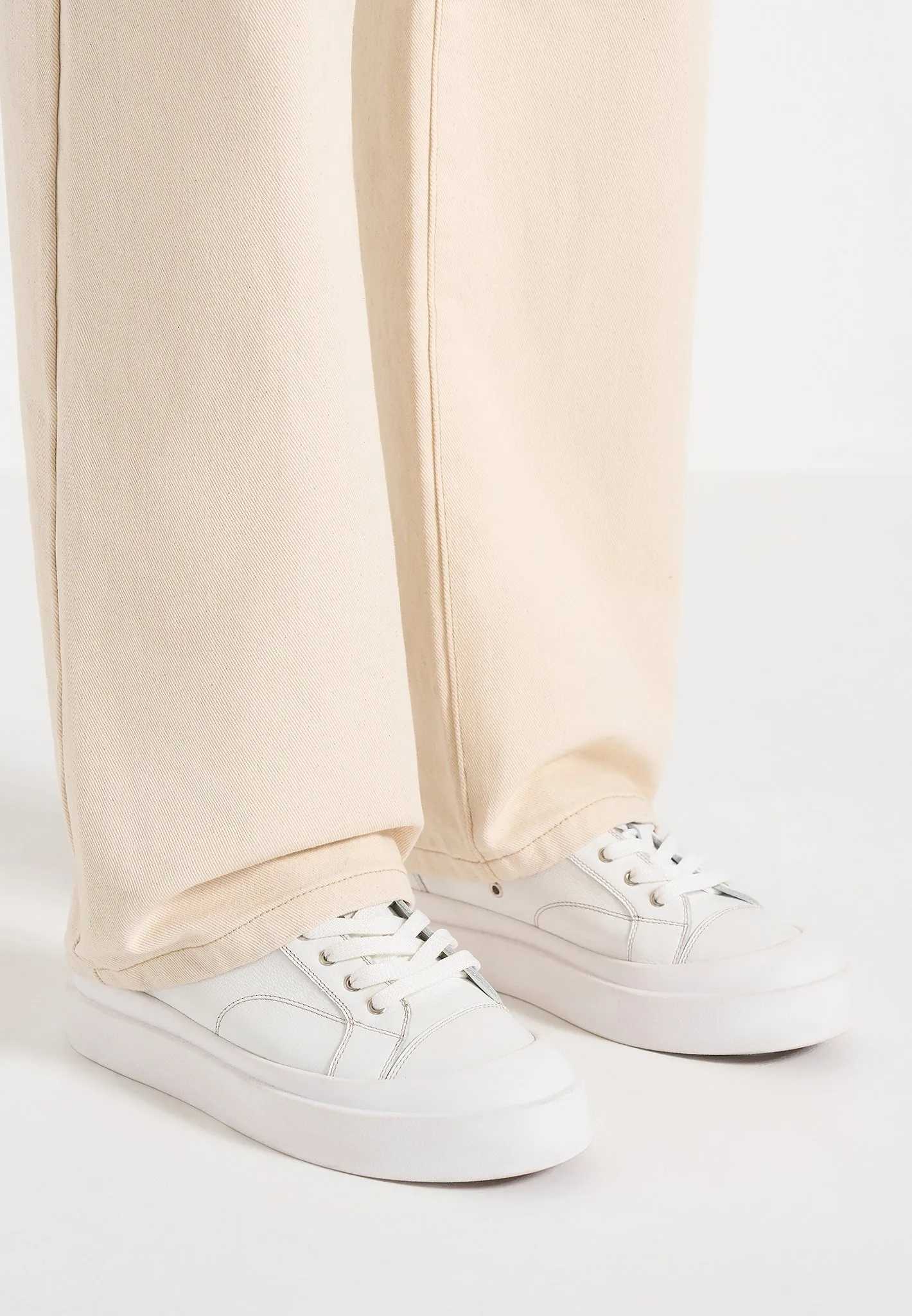 Men's Vienna - Leather Contrast Stitch Sneakers - White sold by Maniere De Voir product image thumbnail 2