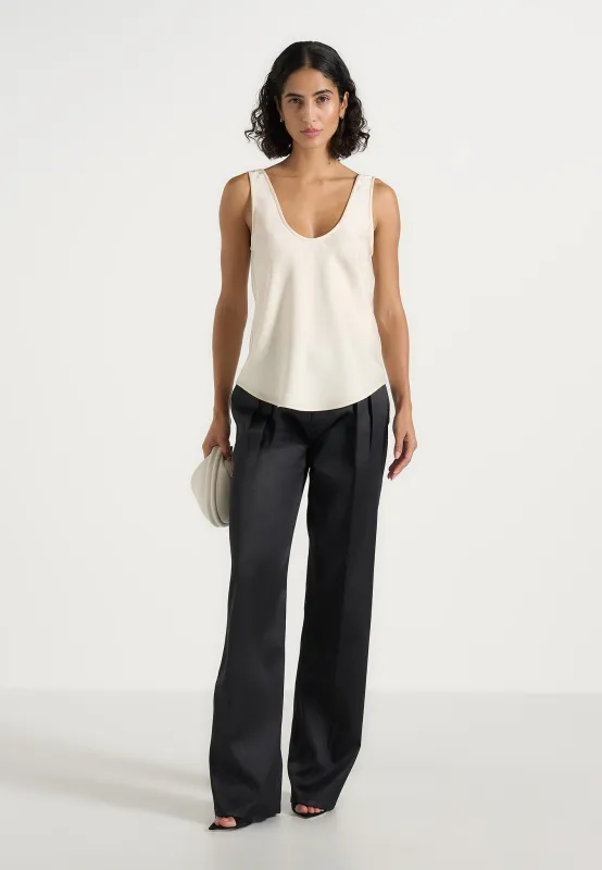 Mathilda - Satin Scoop Neck Open Back Vest - Ivory made by Maniere De Voir