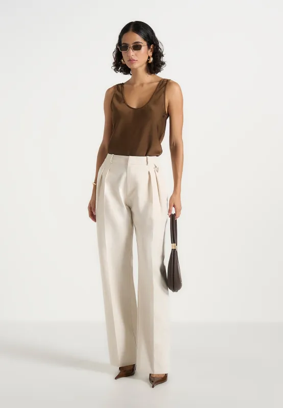 Mathilda - Satin Scoop Neck Open Back Vest - Brown made by Maniere De Voir