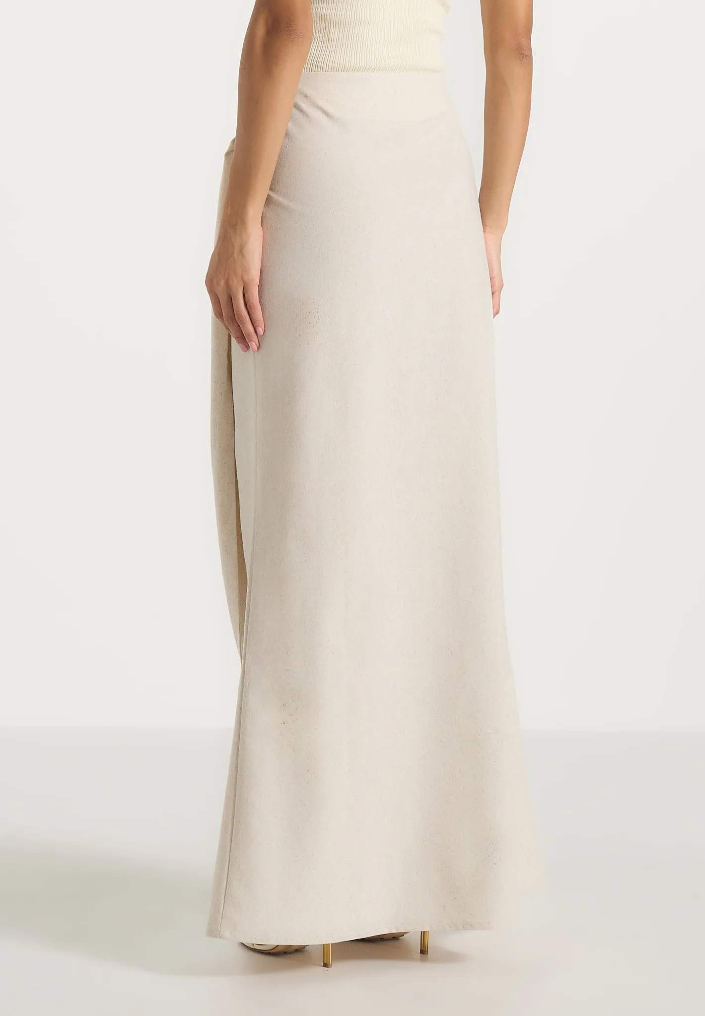 Holly - Linen Asymmetric Wrap Tie Maxi Skirt - Natural sold by Maniere De Voir product image thumbnail 4