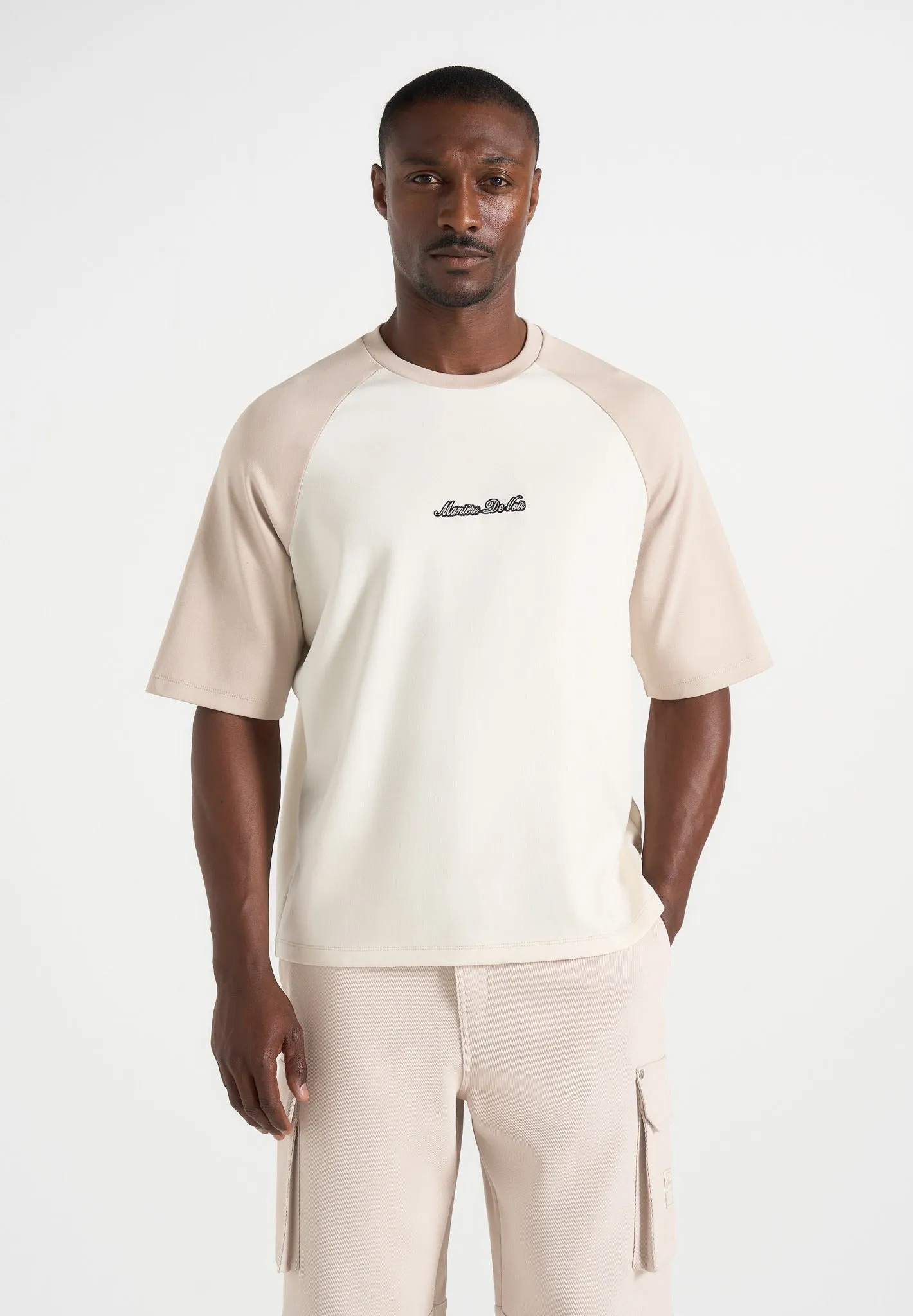 Unisex Signature Raglan Cotton T-Shirt - Cream/Beige sold by Maniere De Voir product image thumbnail 2