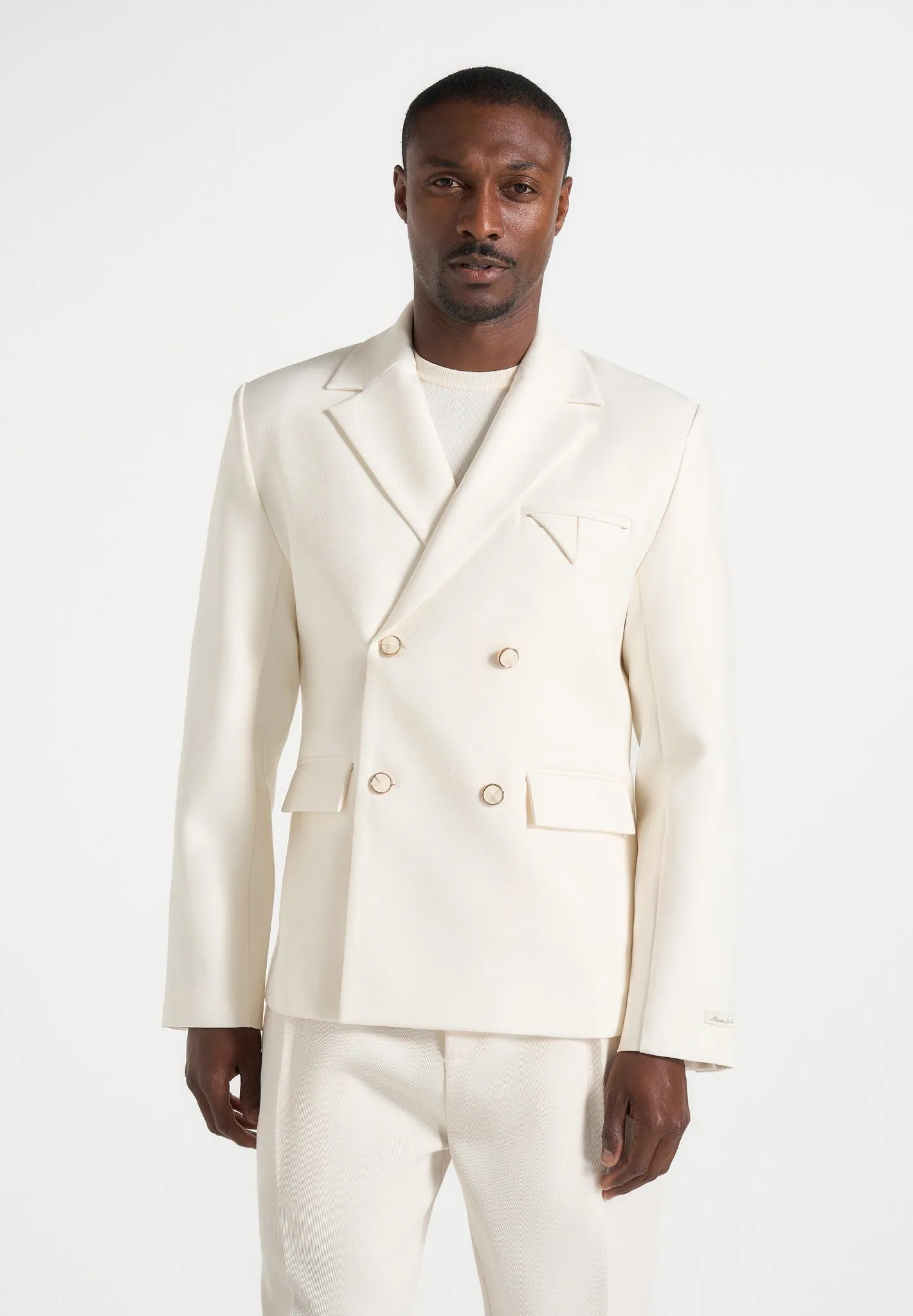 Didier - Double Breasted Tailored Suit Blazer - Off White sold by Maniere De Voir product image thumbnail 2