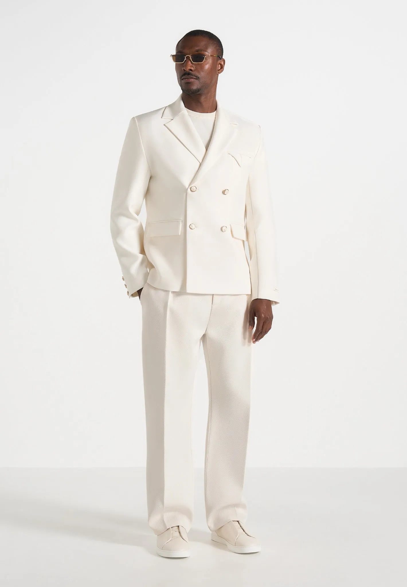 Didier - Double Breasted Tailored Suit Blazer - Off White sold by Maniere De Voir