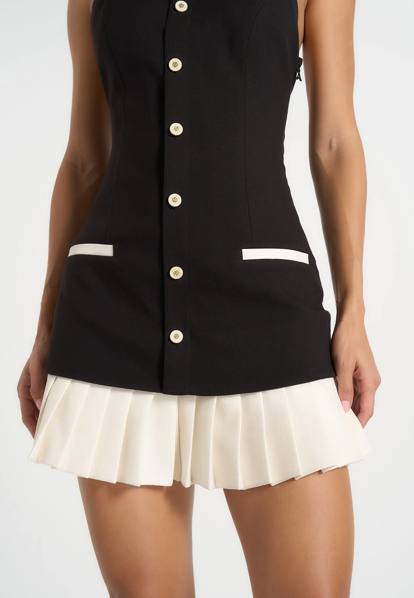 Jasmine - Halterneck Pleated Mini Dress - Black sold by Maniere De Voir product image thumbnail 4