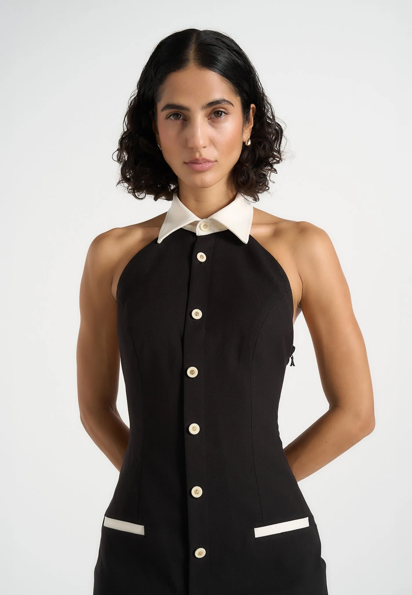 Jasmine - Halterneck Pleated Mini Dress - Black sold by Maniere De Voir product image thumbnail 3
