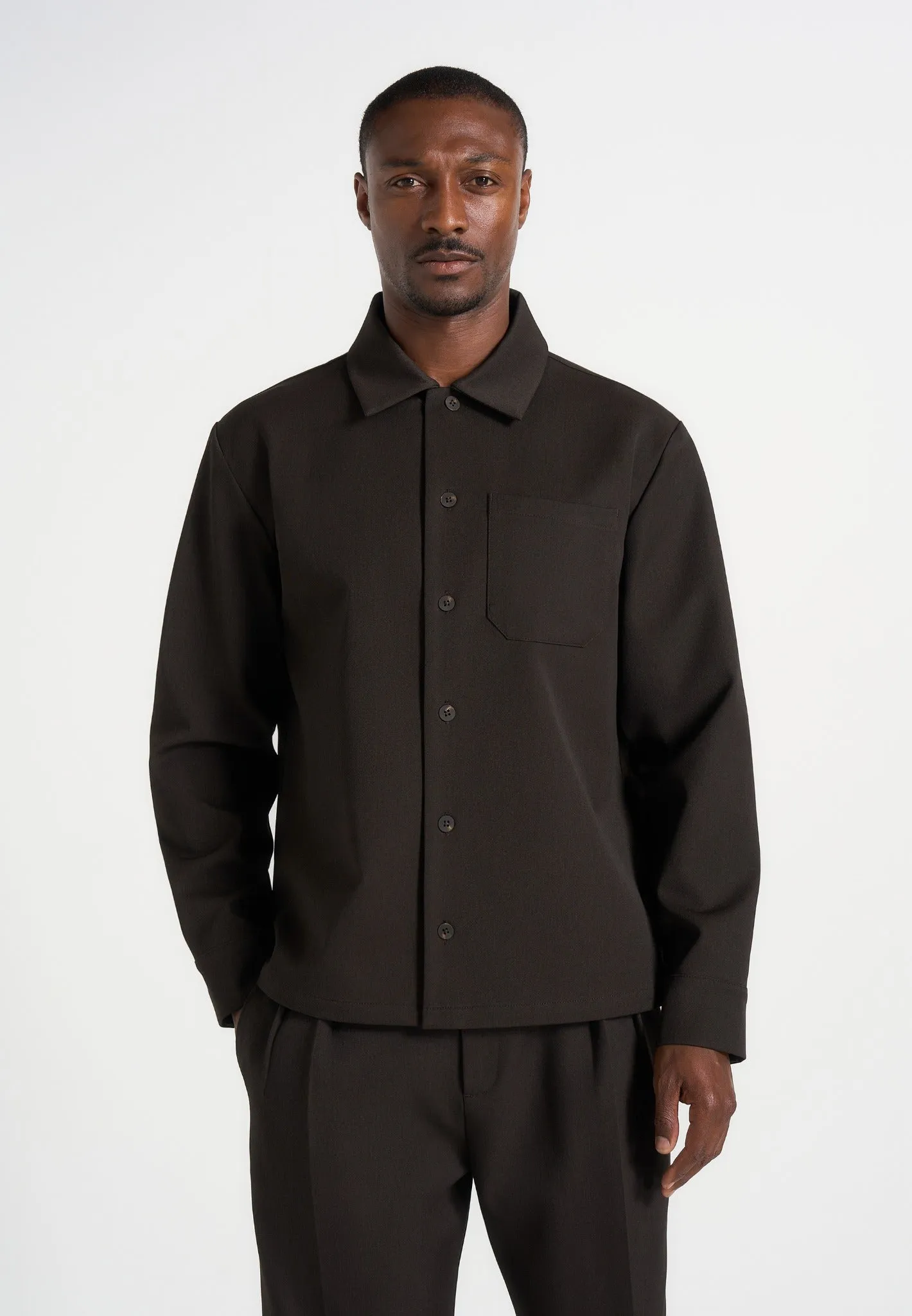 Valentin - Classic Tailored Long Sleeve Shirt - Dark Brown sold by Maniere De Voir product image thumbnail 2