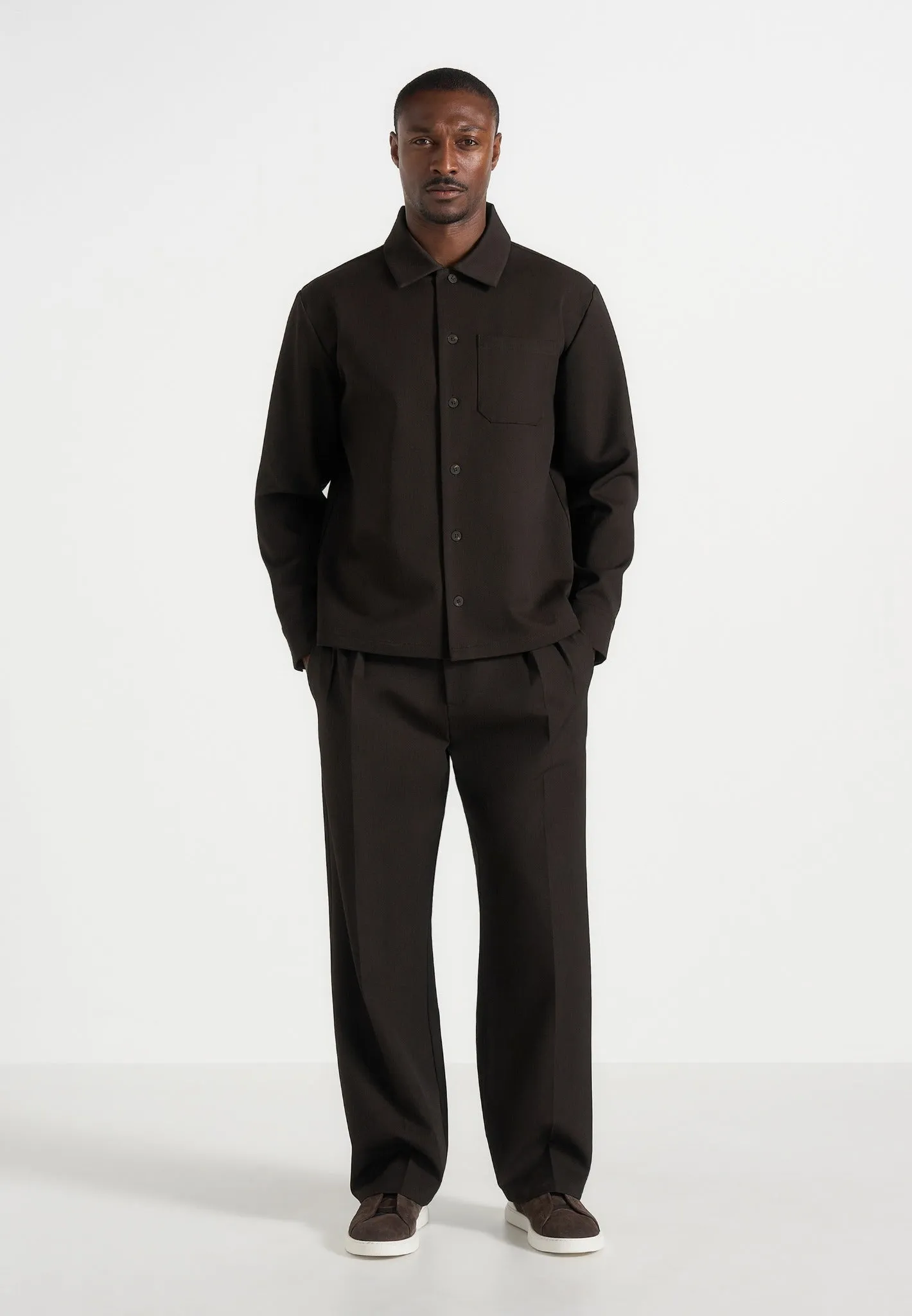 Valentin - Classic Tailored Long Sleeve Shirt - Dark Brown sold by Maniere De Voir