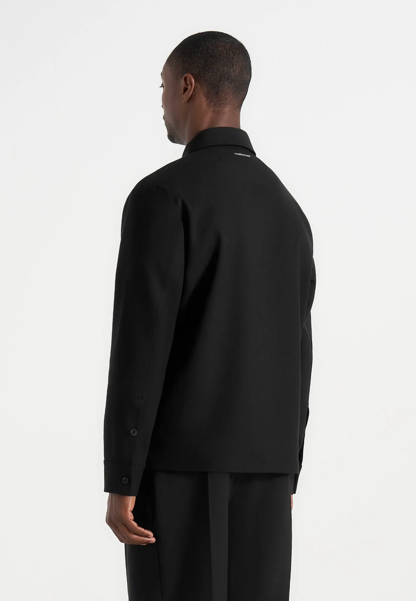 Valentin - Classic Tailored Long Sleeve Wool-Blend Shirt - Black sold by Maniere De Voir product image thumbnail 4