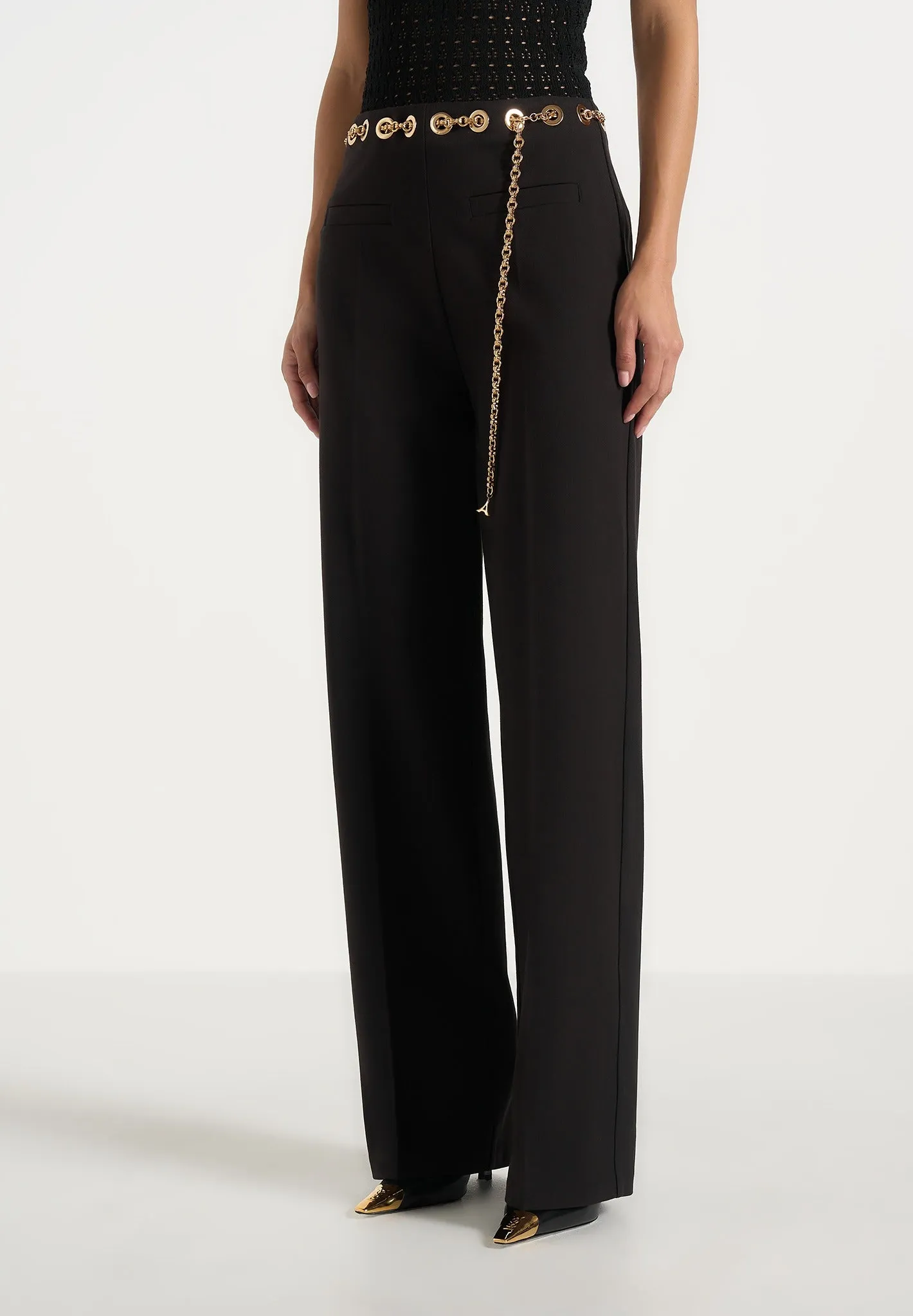 Perrine - Hardware Detail Belted Trousers - Black sold by Maniere De Voir product image thumbnail 2