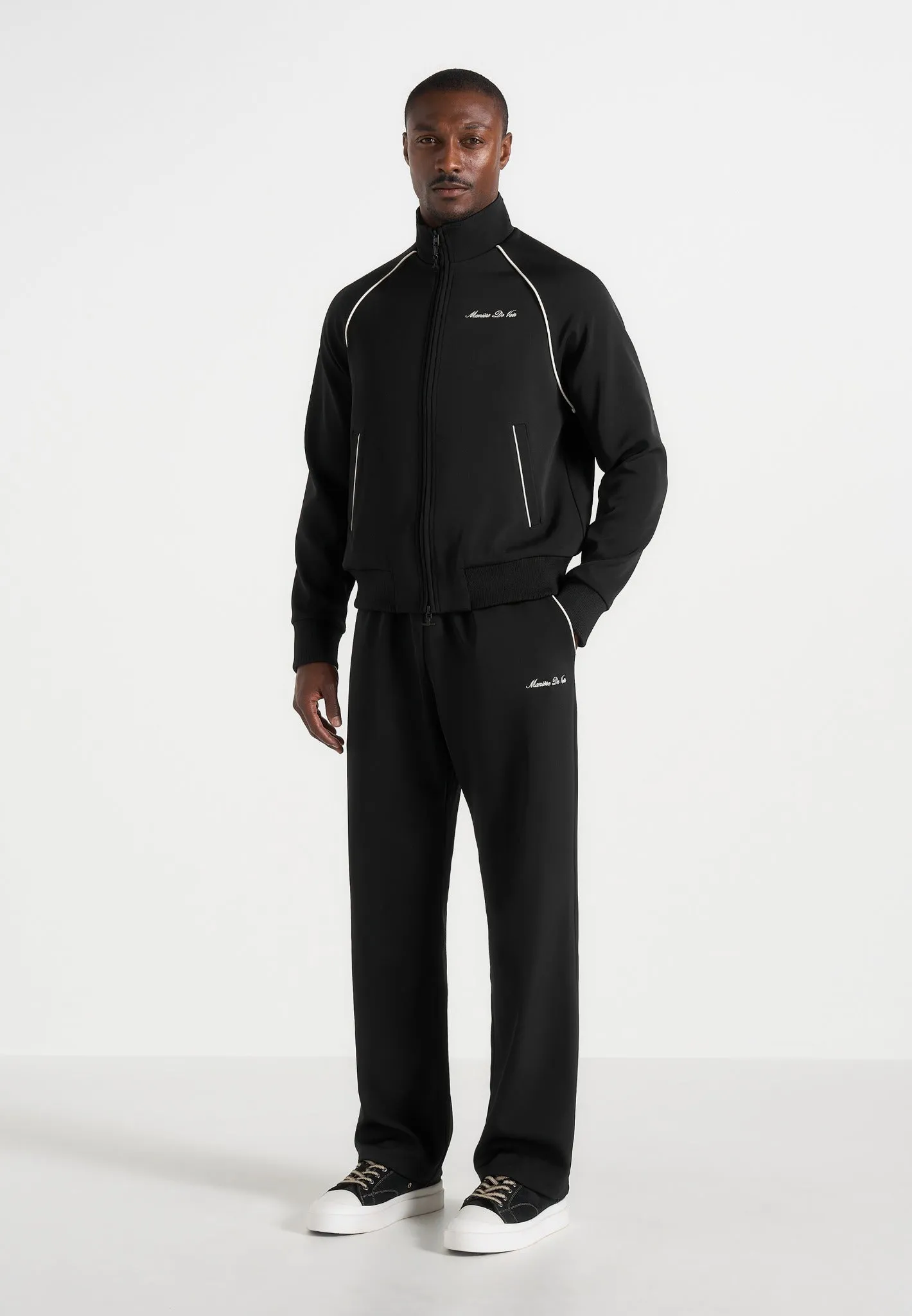 Signature Piped Track Pants - Black sold by Maniere De Voir