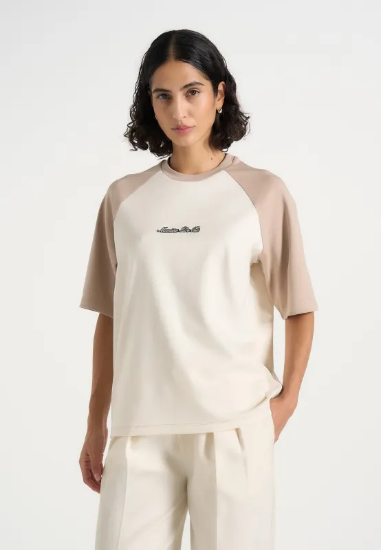 Unisex Signature Raglan Cotton T-Shirt - Cream/Beige made by Maniere De Voir
