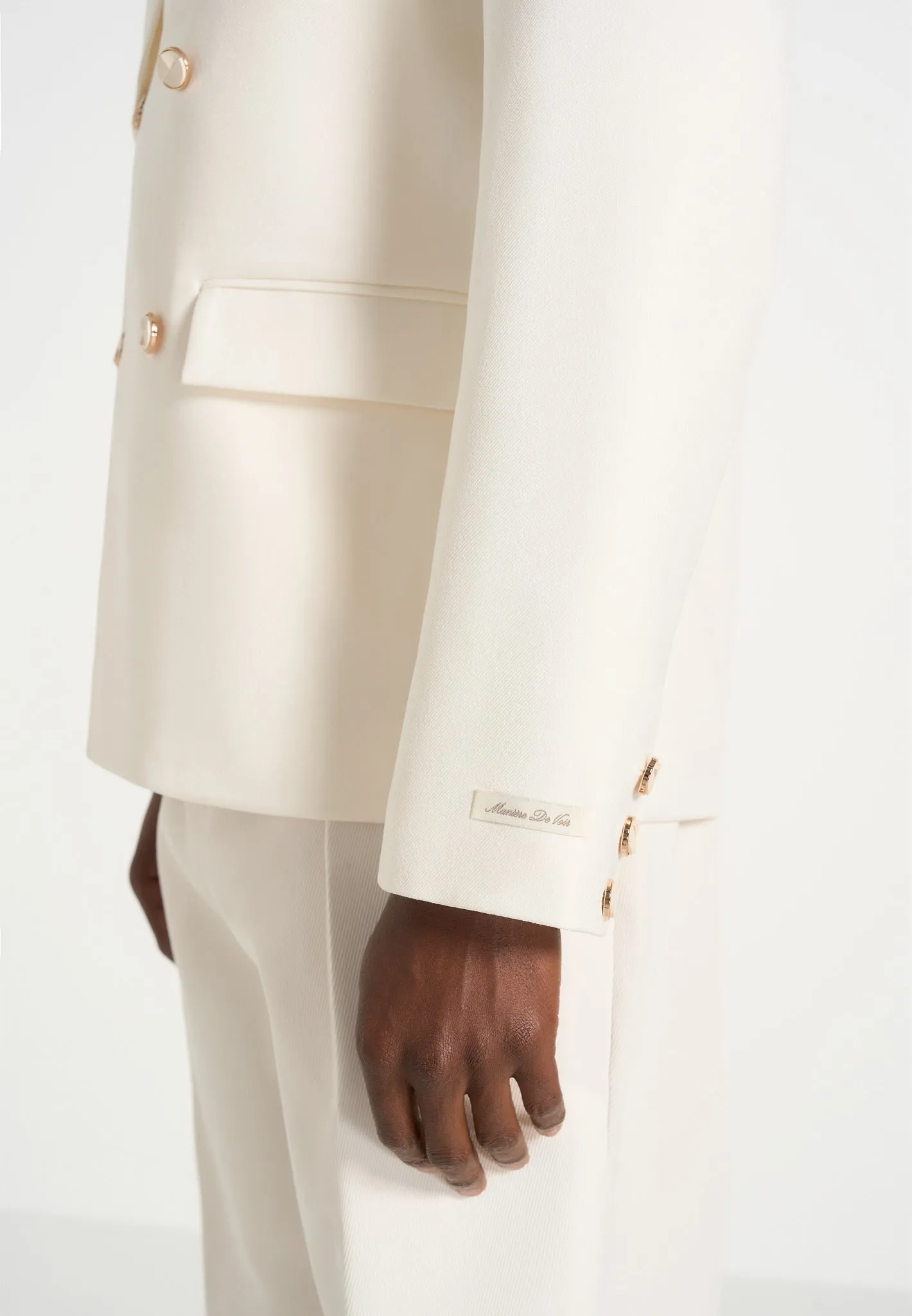 Didier - Double Breasted Tailored Suit Blazer - Off White sold by Maniere De Voir product image thumbnail 4