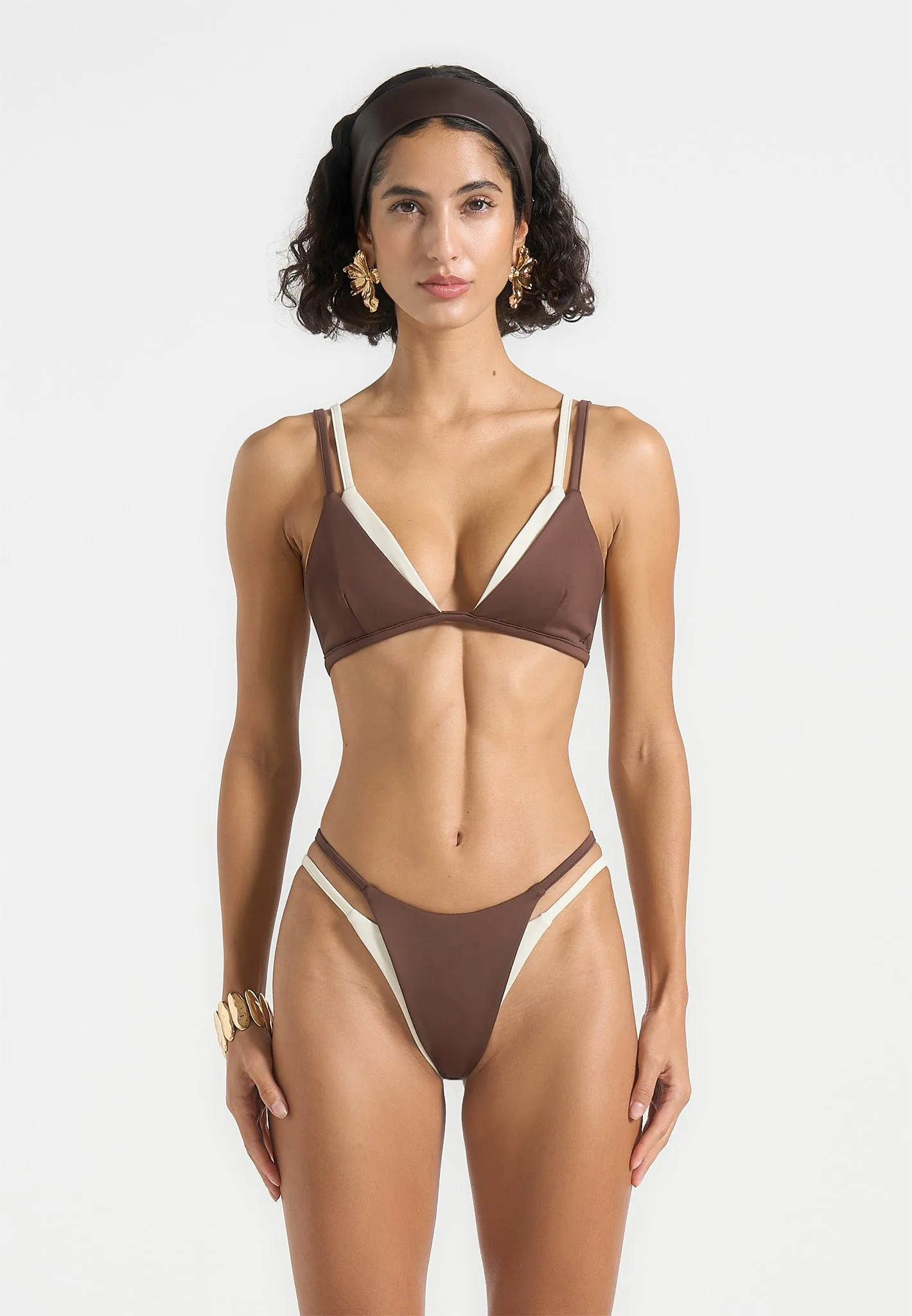 Lydie - Double Layer Bikini Top - Brown/Cream sold by Maniere De Voir product image thumbnail 5