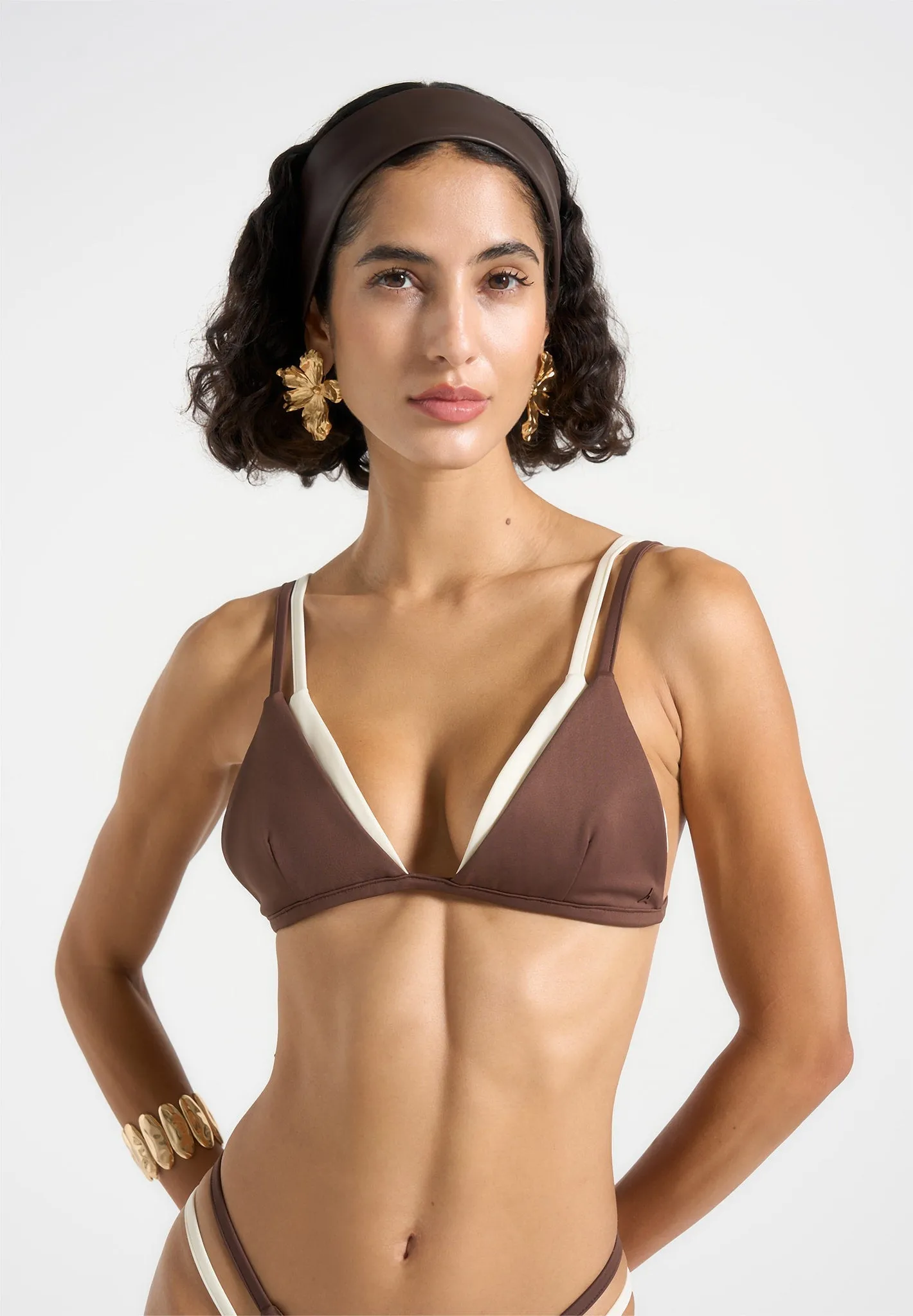 Lydie - Double Layer Bikini Top - Brown/Cream sold by Maniere De Voir product image thumbnail 3