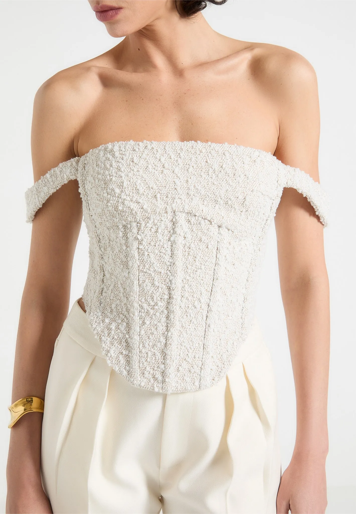 Bonnie - Boucle Bardot Corset Top - Off White sold by Maniere De Voir product image thumbnail 3