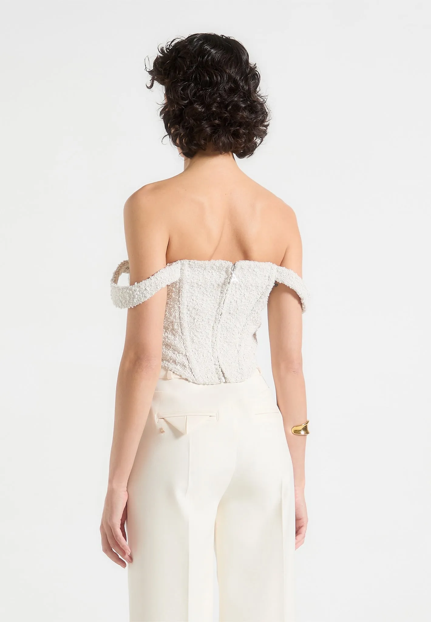 Bonnie - Boucle Bardot Corset Top - Off White sold by Maniere De Voir product image thumbnail 4