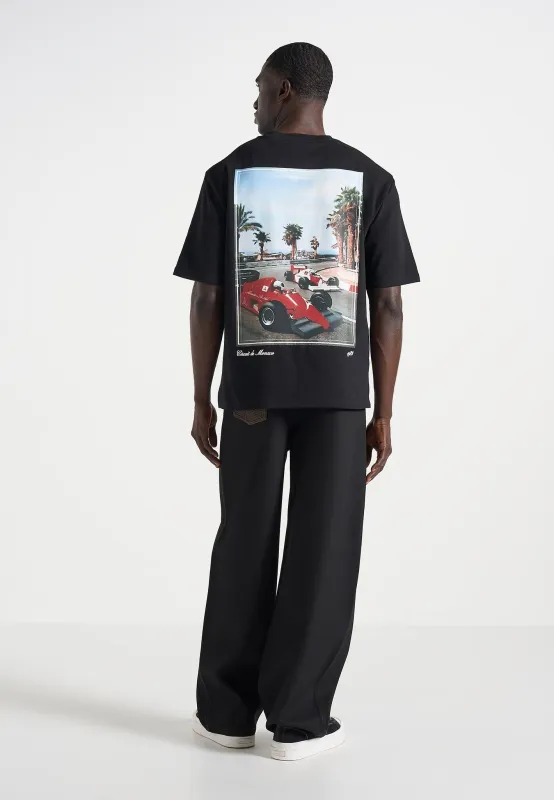 Kian - Circuit De Monaco Cotton T-Shirt - Black made by Maniere De Voir