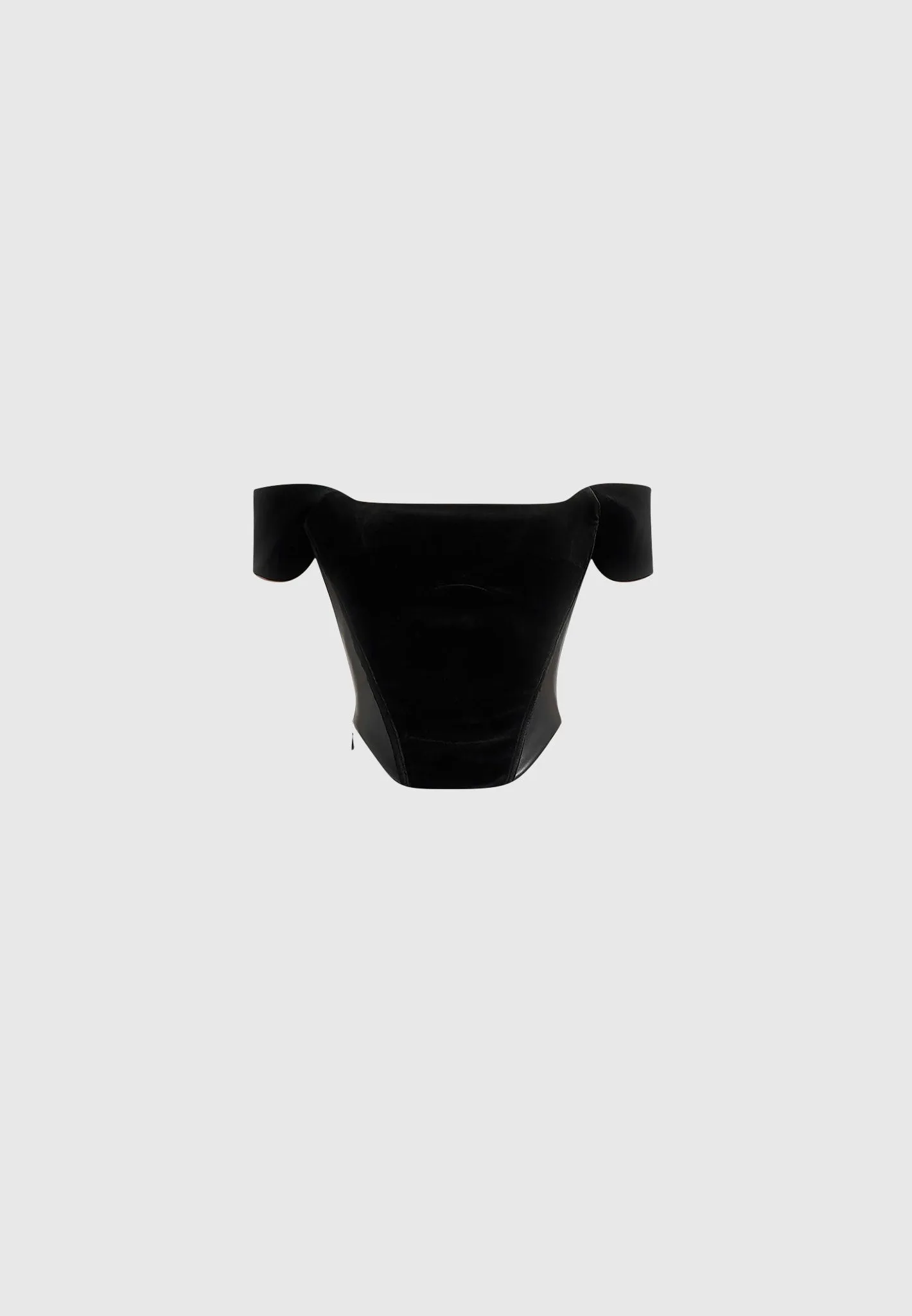 Fae - Velvet & Leather Bardot Corset Top - Black sold by Maniere De Voir product image thumbnail 5