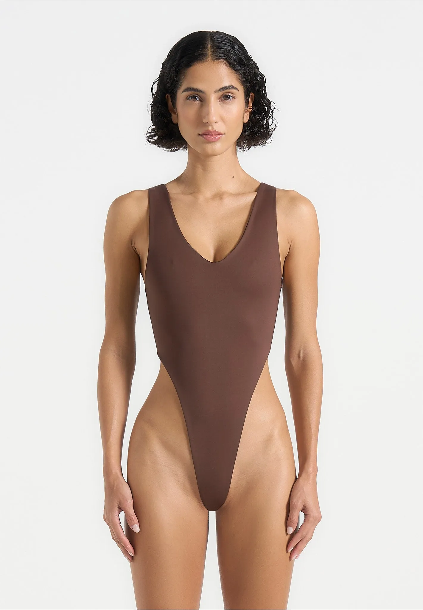 BS001 - V-Neck Bodysuit - Brown sold by Maniere De Voir product image thumbnail 3