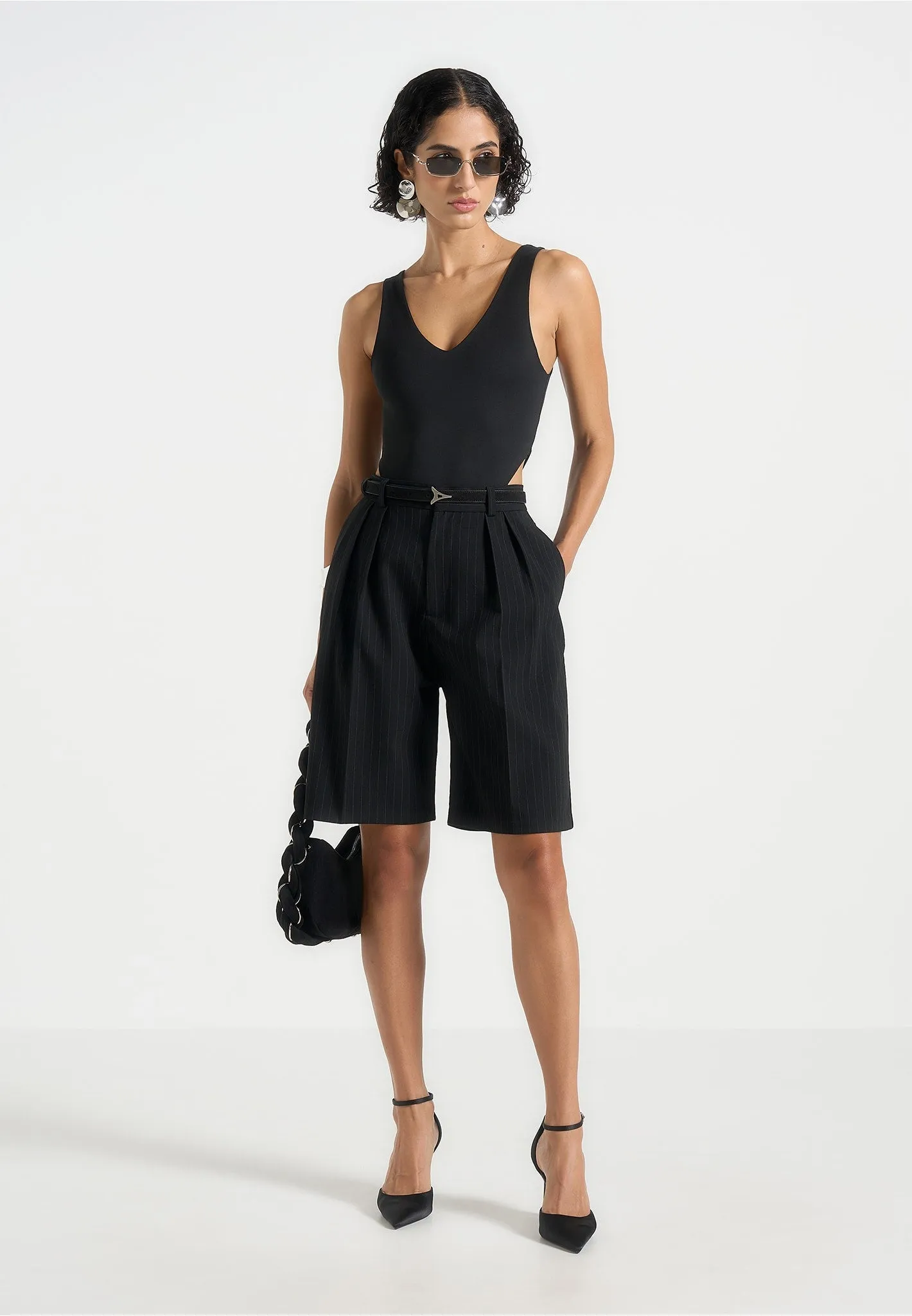 BS001 - V-Neck Bodysuit - Black sold by Maniere De Voir product image thumbnail 2