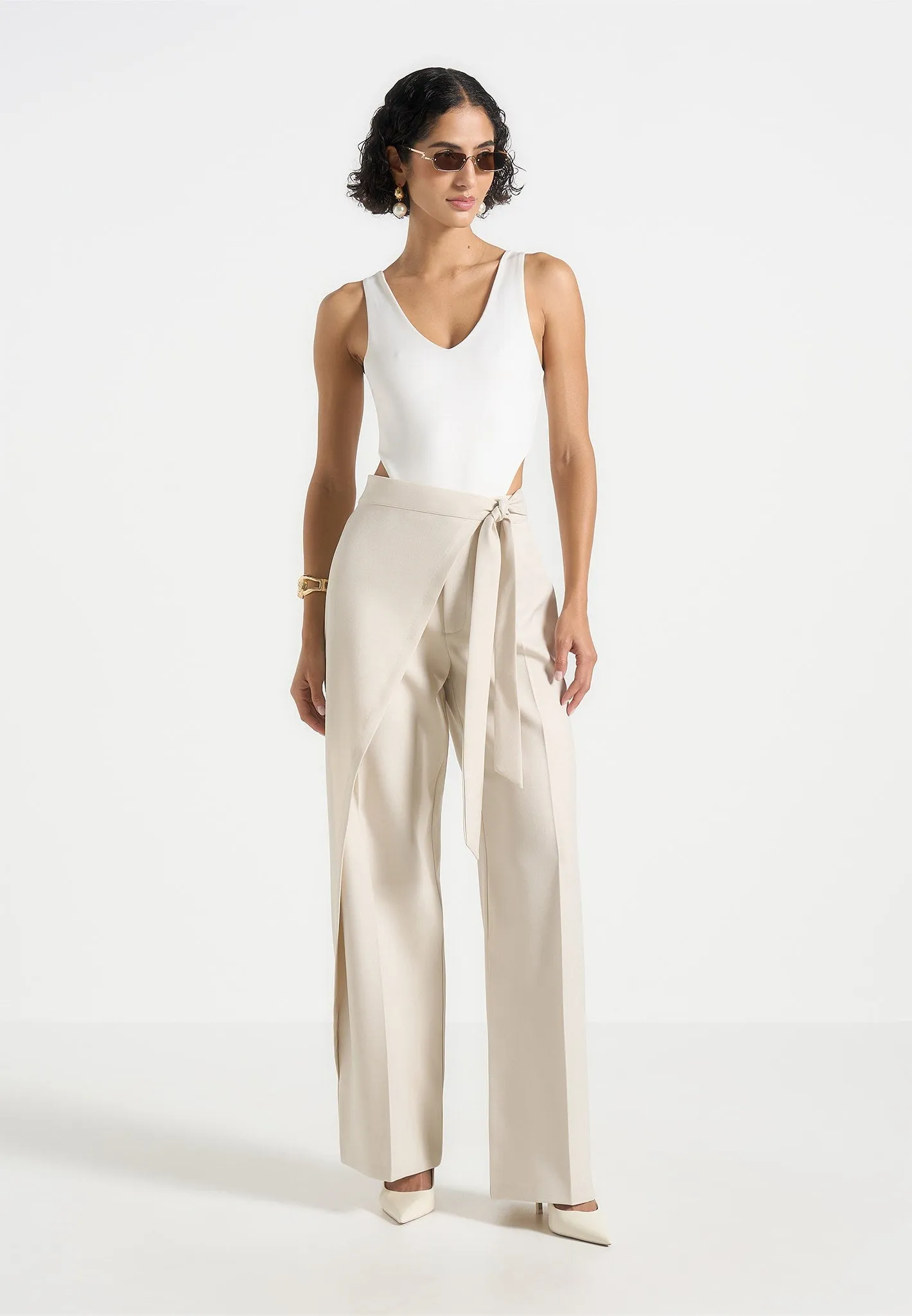 BS001 - V-Neck Bodysuit - White sold by Maniere De Voir product image thumbnail 2