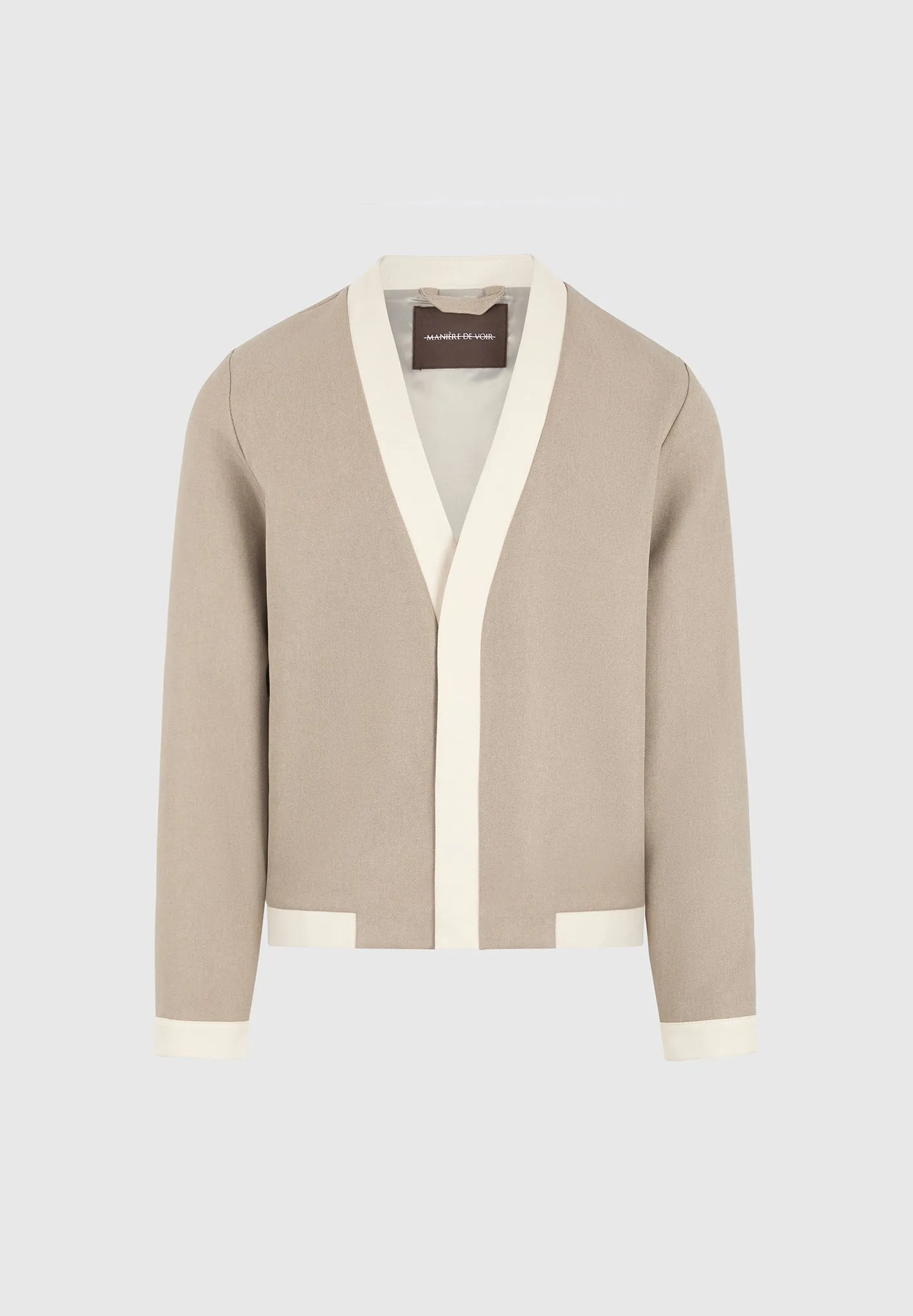 Clovis - Tailored Cardigan with Contrast Placket - Beige sold by Maniere De Voir product image thumbnail 5