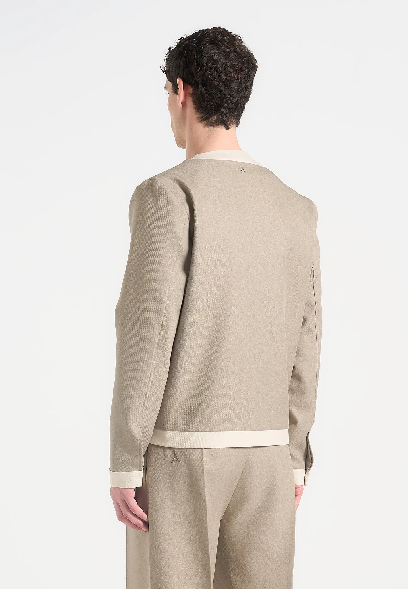 Clovis - Tailored Cardigan with Contrast Placket - Beige sold by Maniere De Voir product image thumbnail 3
