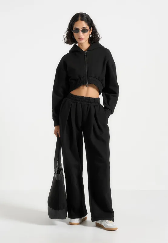 Fanny - Straight Leg Box Pleat Joggers - Black made by Maniere De Voir